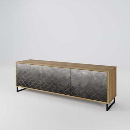 TESSELATED GRAYISH 3-Door TV Cabinet