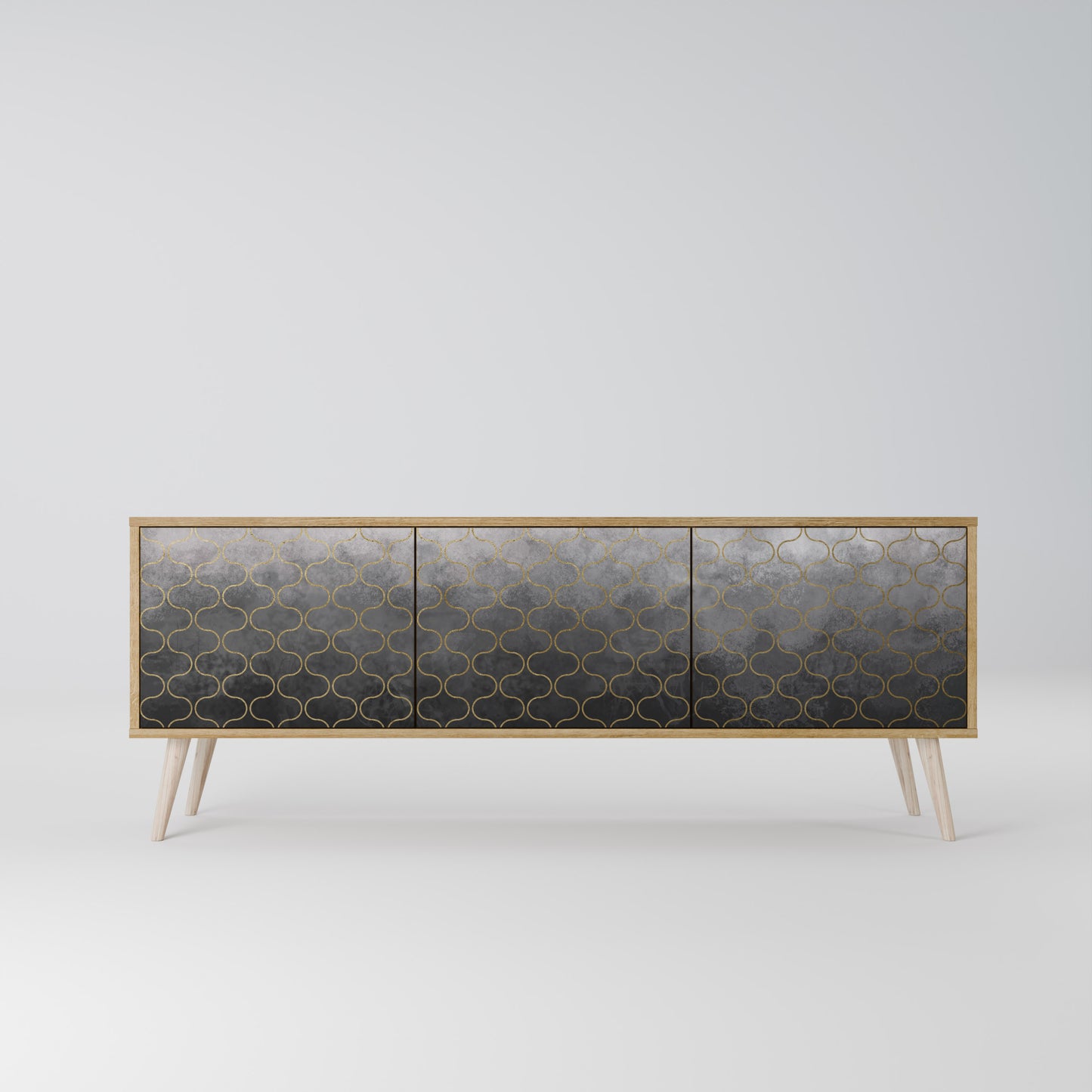 TESSELATED GRAYISH 3-Door TV Cabinet