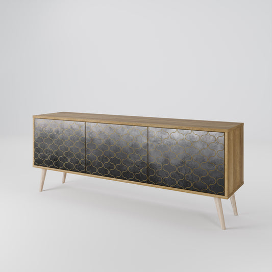 TESSELATED GRAYISH 3-Door TV Cabinet
