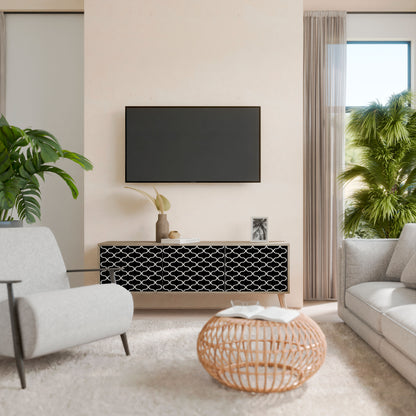 TESSELATED BLACKNESS 3-Door TV Cabinet