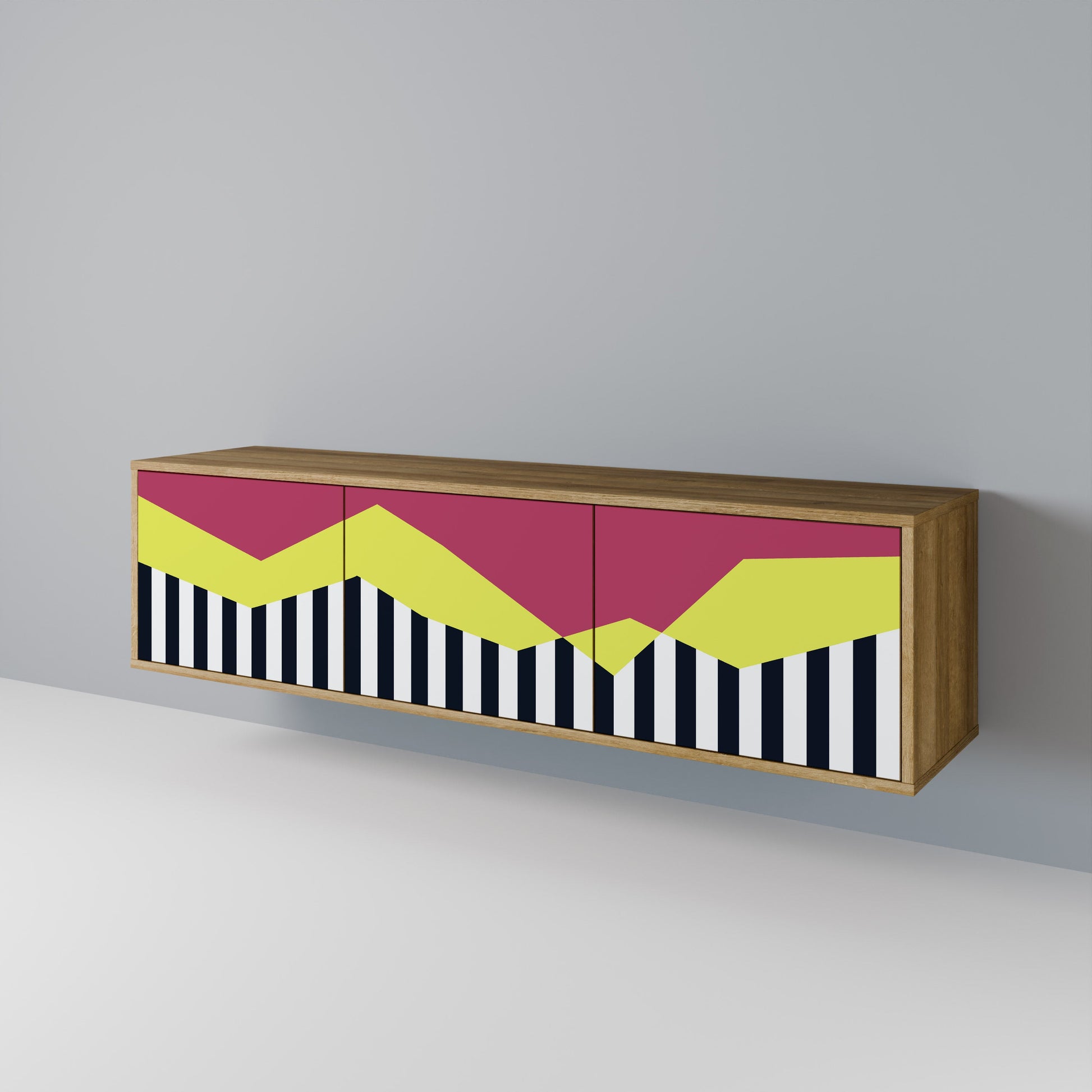 Meuble TV 3 portes PIANO FANTASY effet chêne