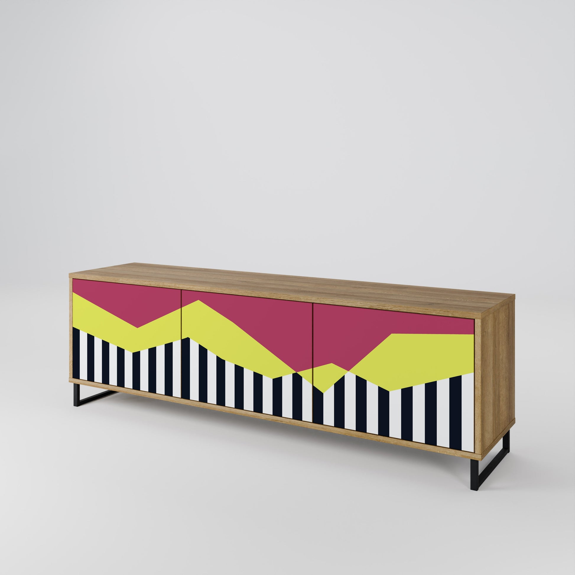 Meuble TV 3 portes PIANO FANTASY effet chêne