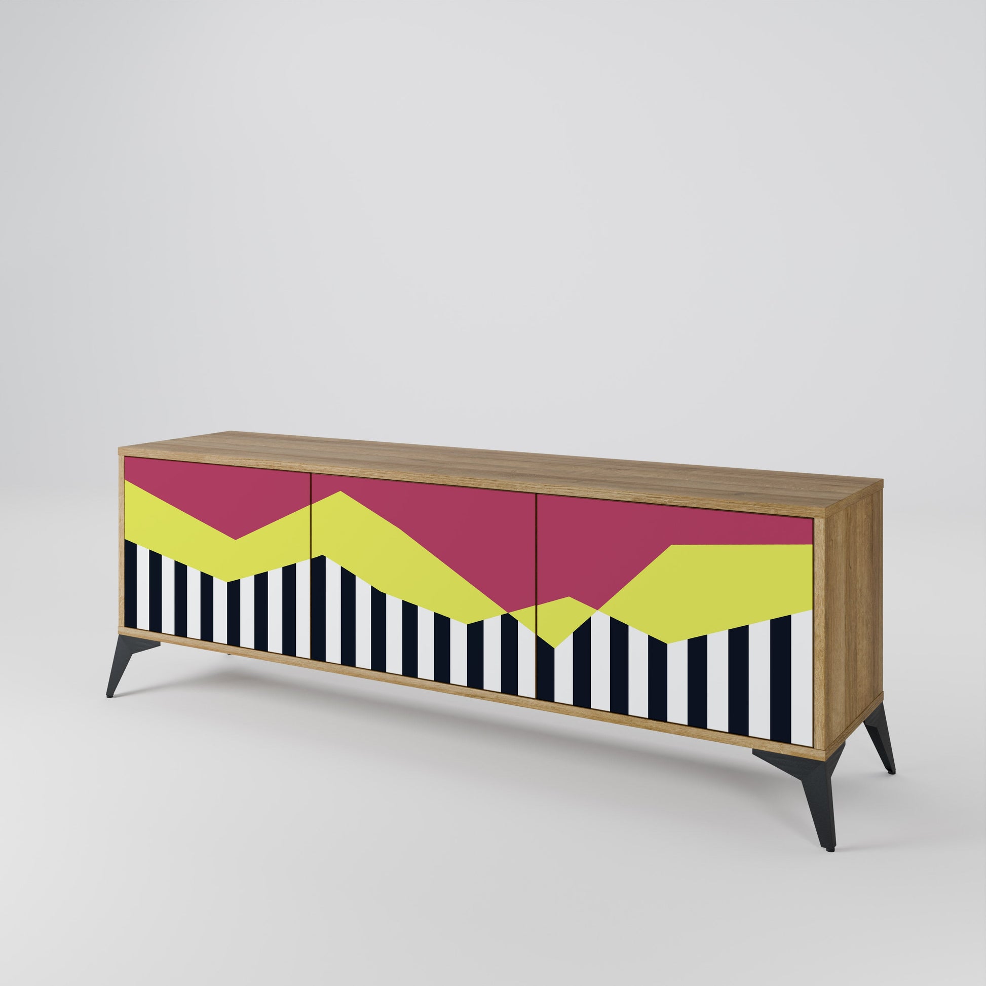 Meuble TV 3 portes PIANO FANTASY effet chêne