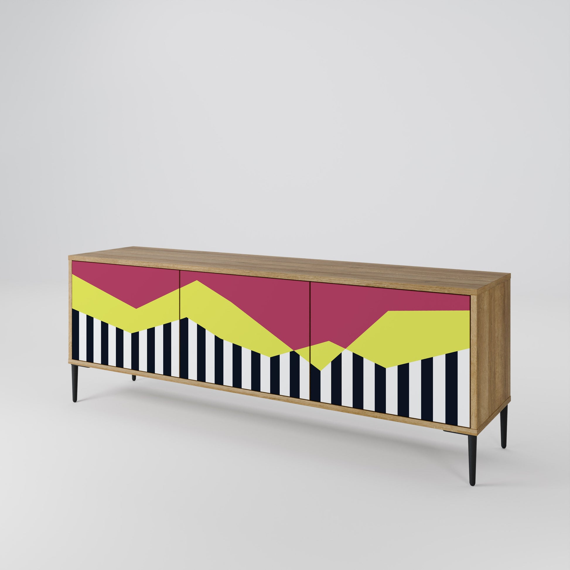 Meuble TV 3 portes PIANO FANTASY effet chêne