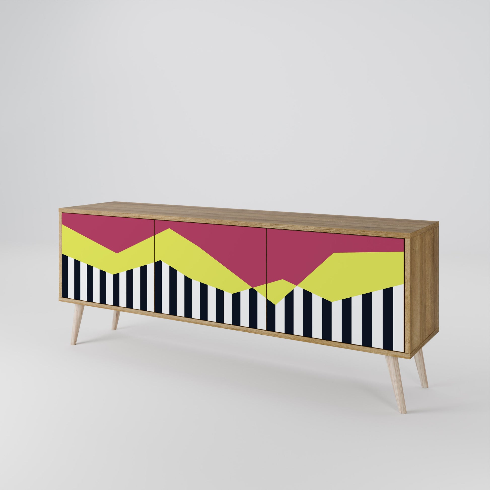 Meuble TV 3 portes PIANO FANTASY effet chêne