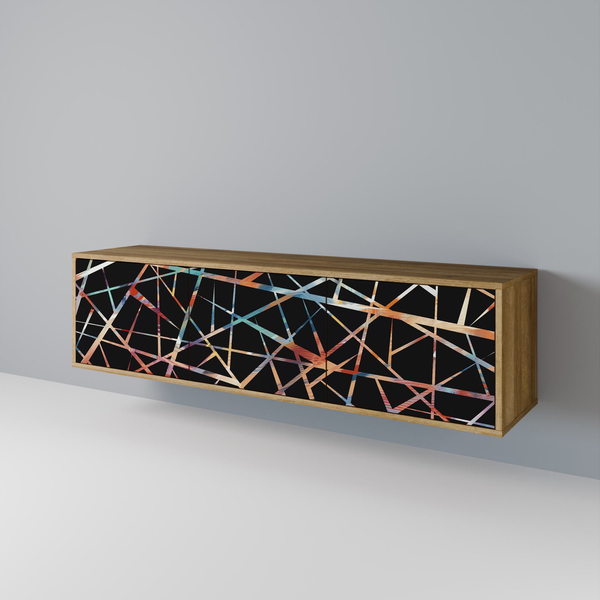 Meuble TV 3 portes POLYGON VERVE effet chêne