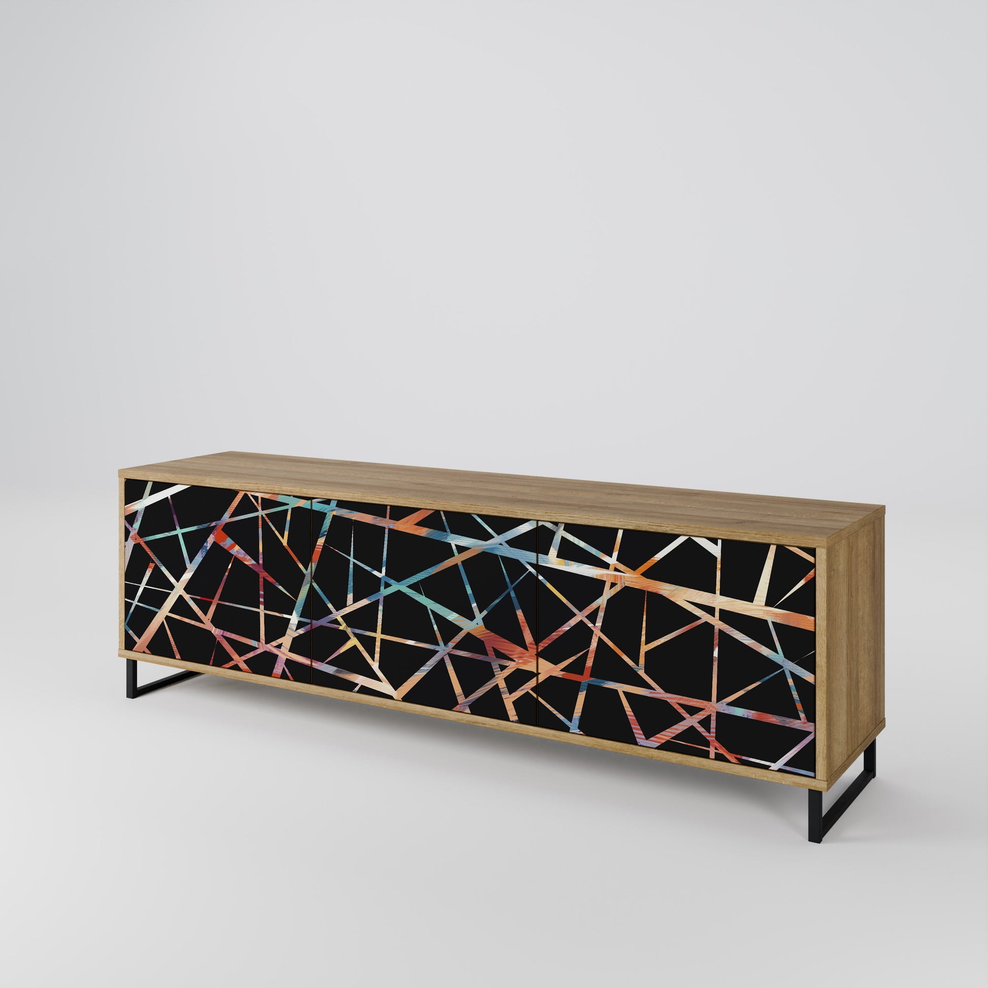 Meuble TV 3 portes POLYGON VERVE effet chêne