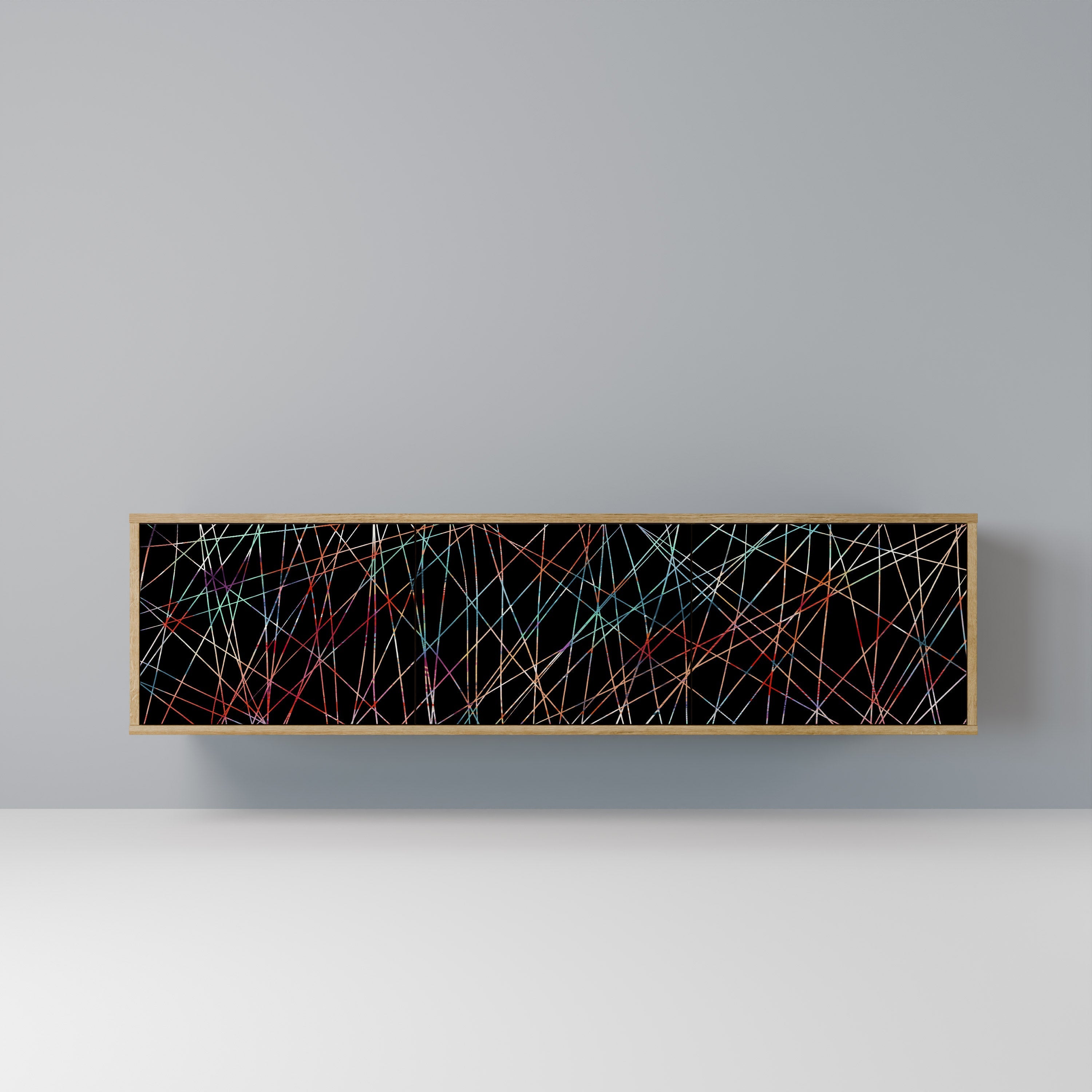 Meuble TV 3 portes LUMINOUS SNARE effet chêne