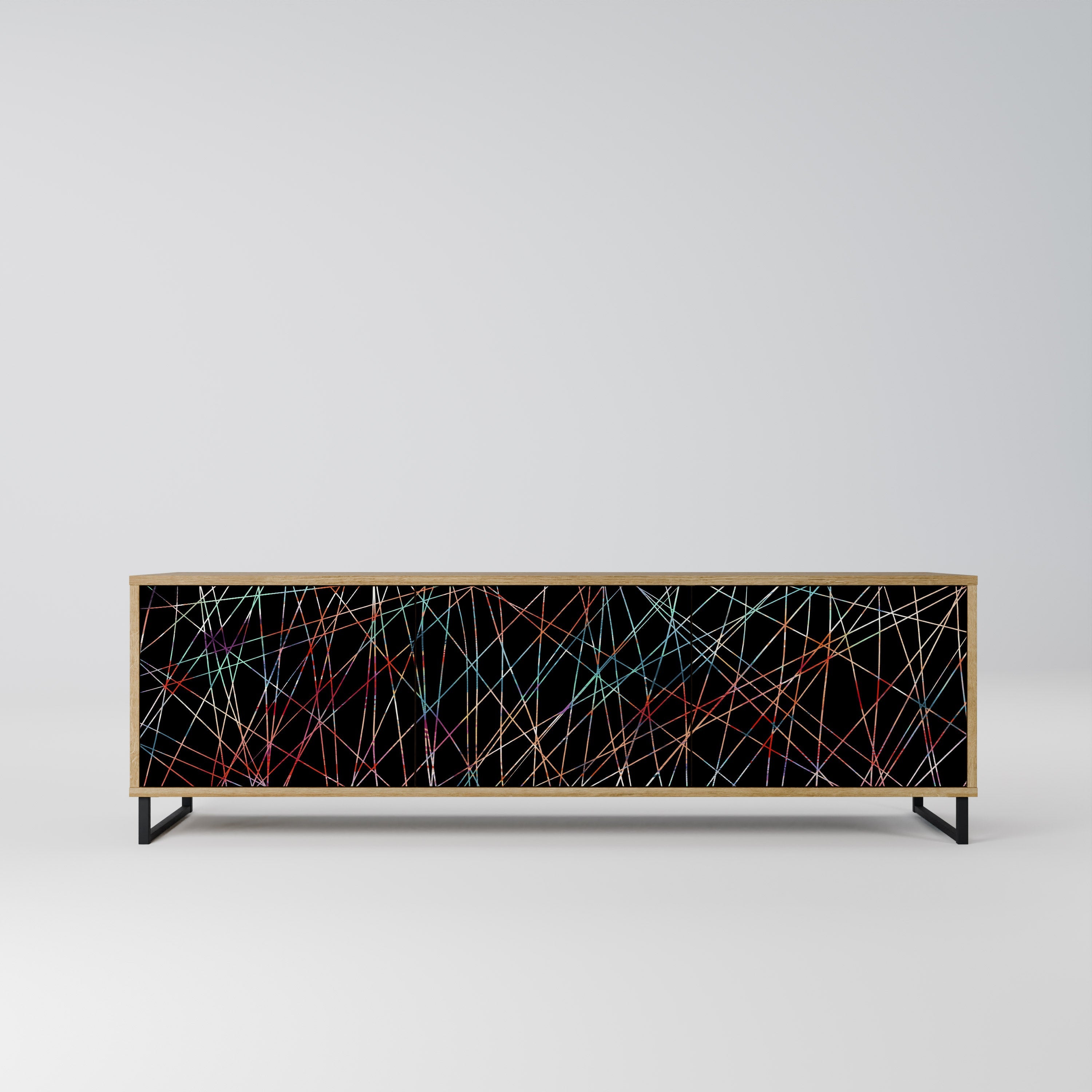 Meuble TV 3 portes LUMINOUS SNARE effet chêne
