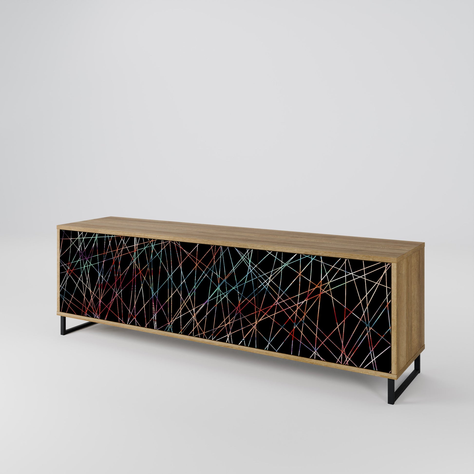 LUMINOUS SNARE 3-Door TV Stand in Oak Effect