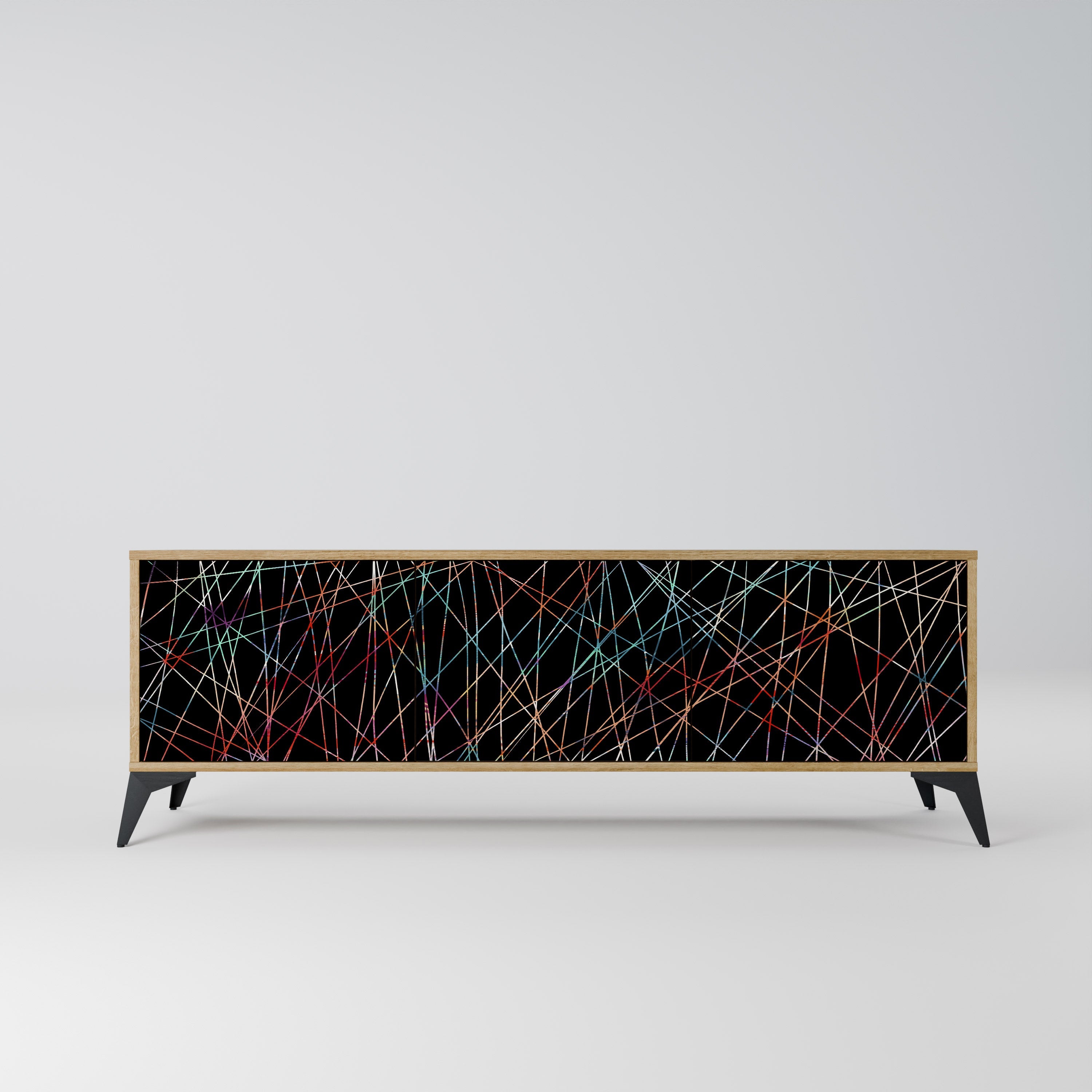 Meuble TV 3 portes LUMINOUS SNARE effet chêne