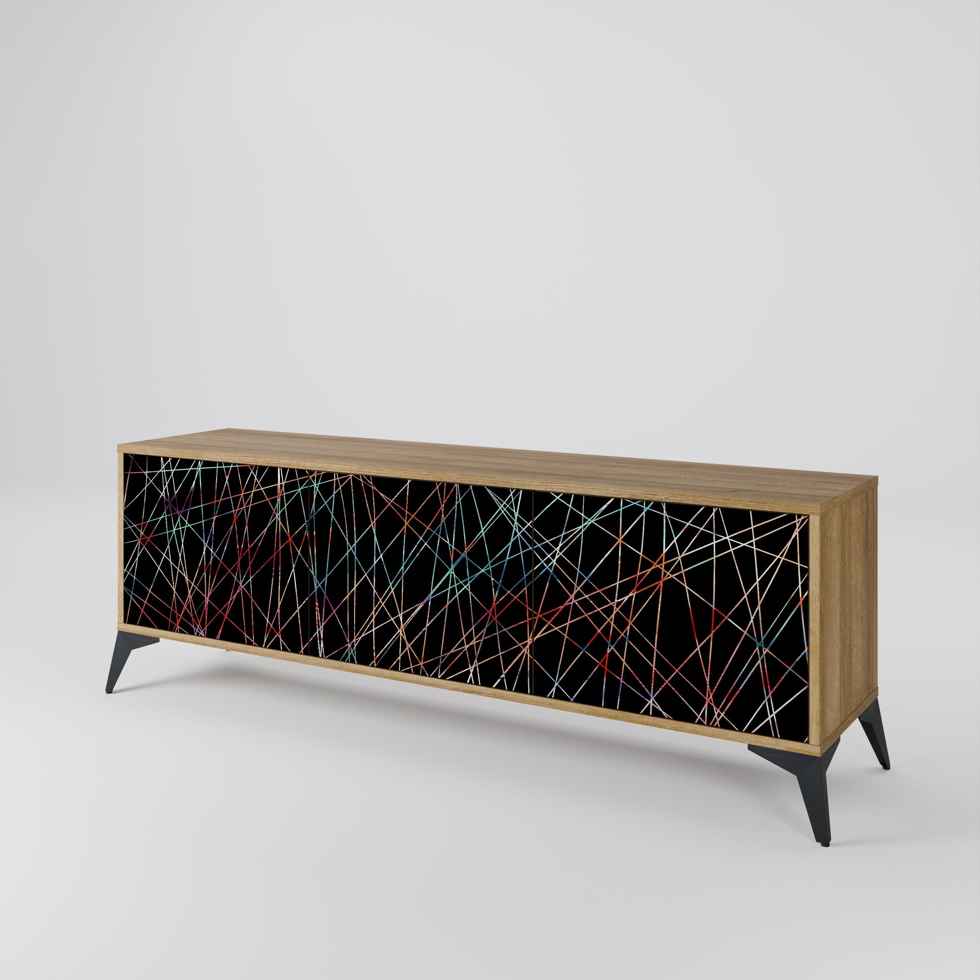 LUMINOUS SNARE 3-Door TV Stand in Oak Effect
