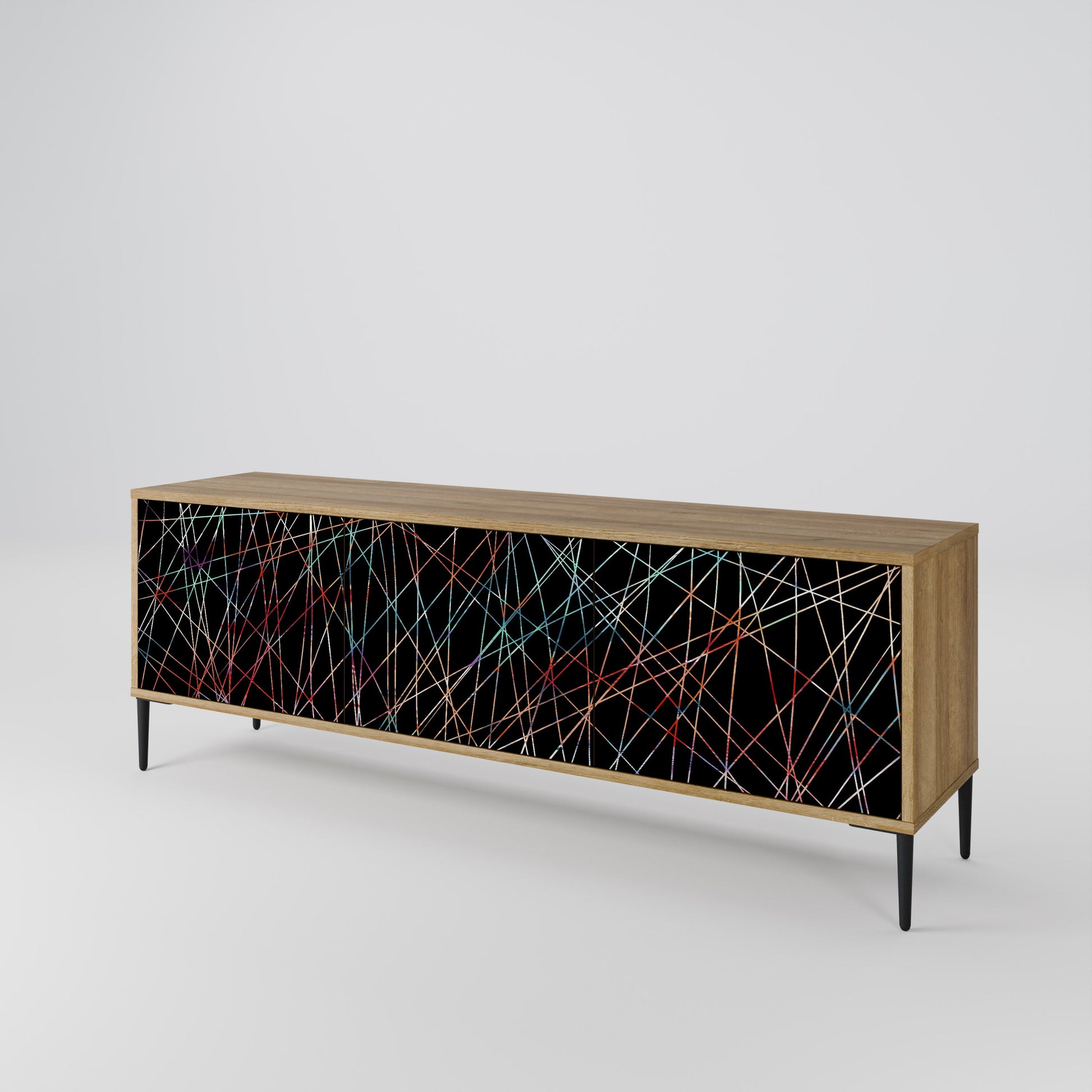 LUMINOUS SNARE 3-Door TV Stand in Oak Effect