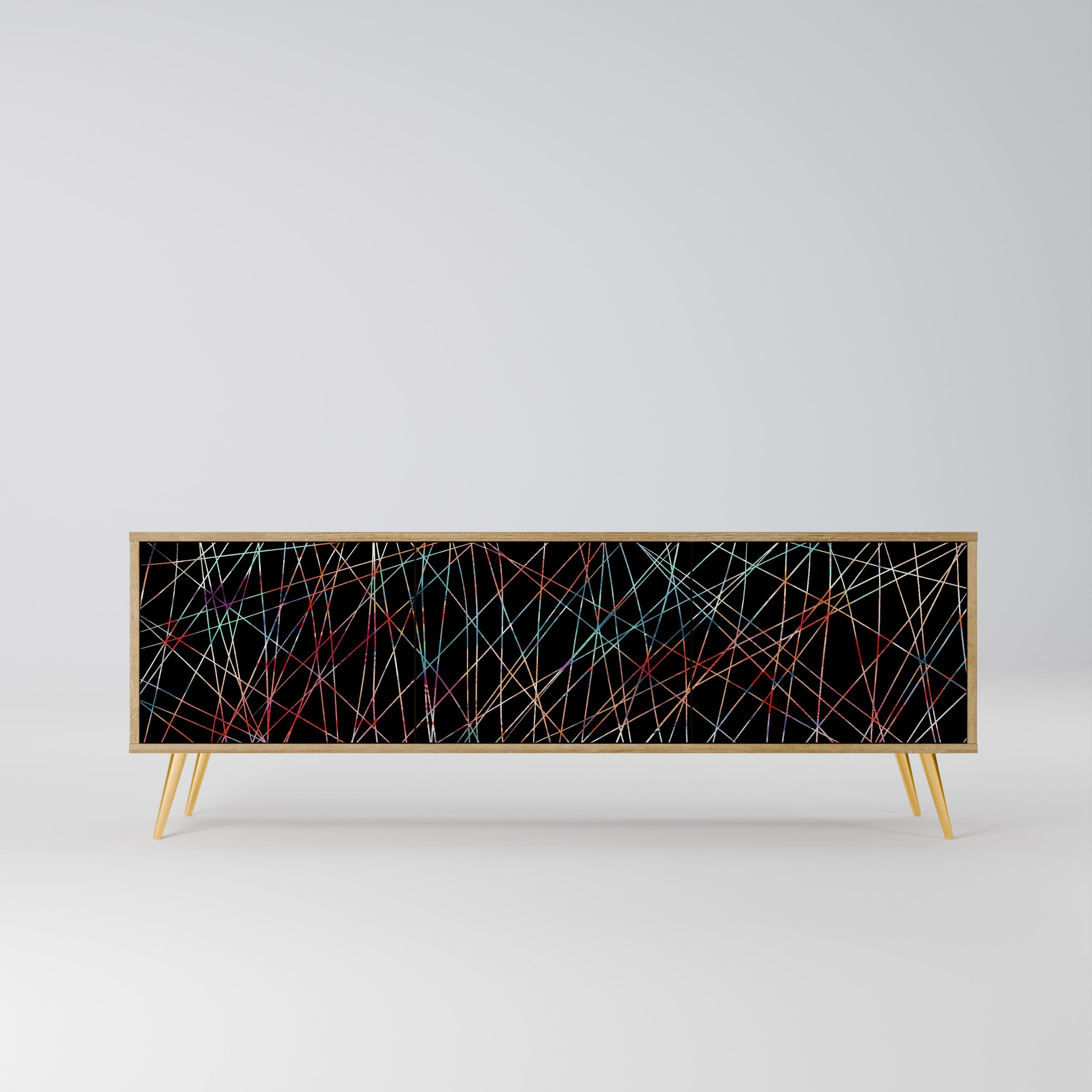 Meuble TV 3 portes LUMINOUS SNARE effet chêne