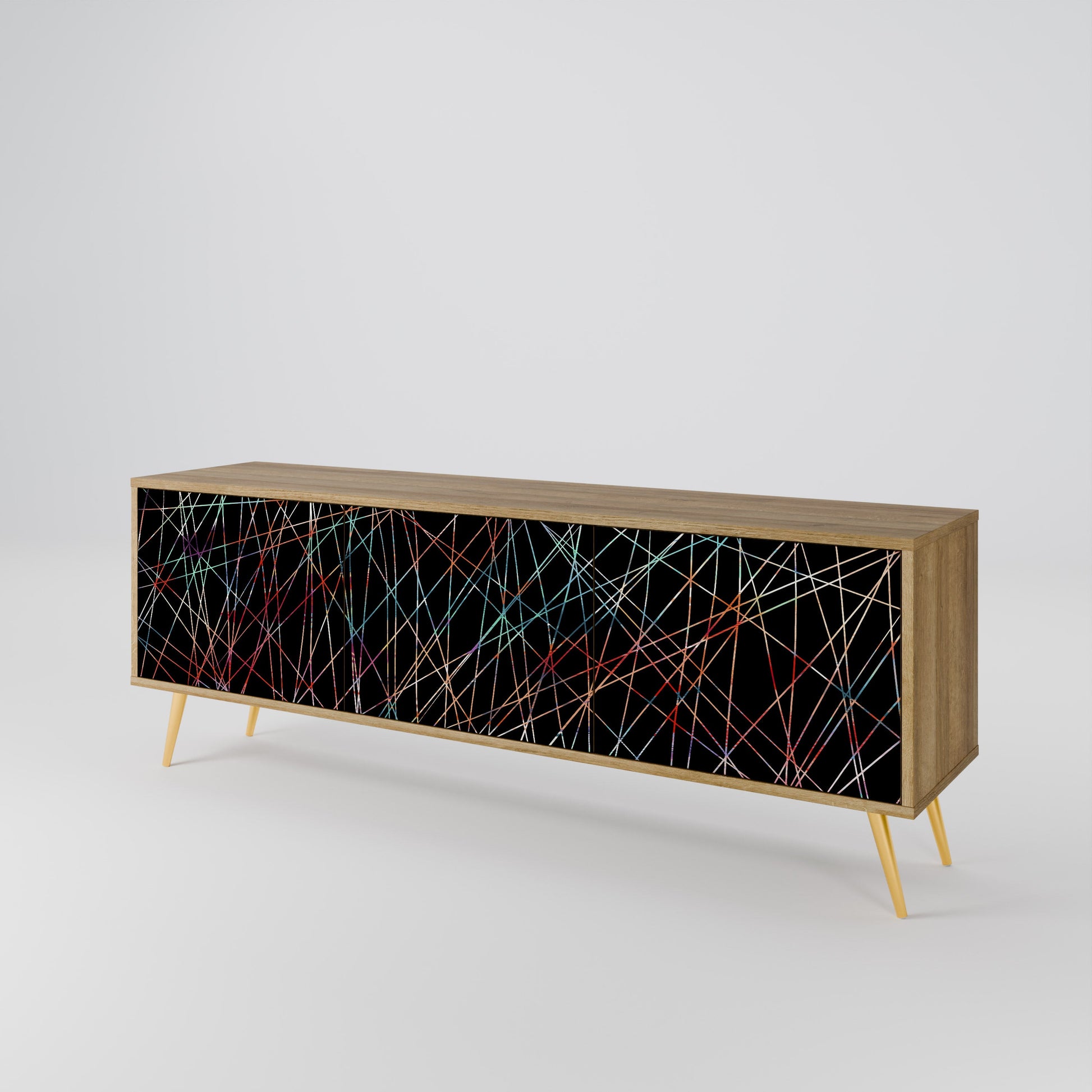 LUMINOUS SNARE 3-Door TV Stand in Oak Effect