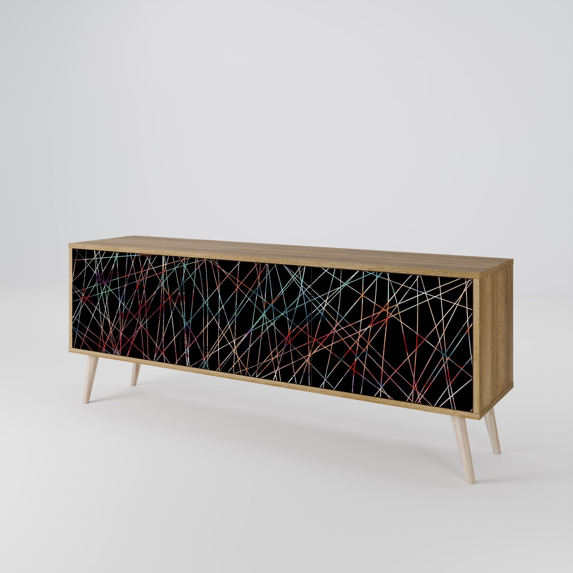 LUMINOUS SNARE 3-Door TV Stand in Oak Effect