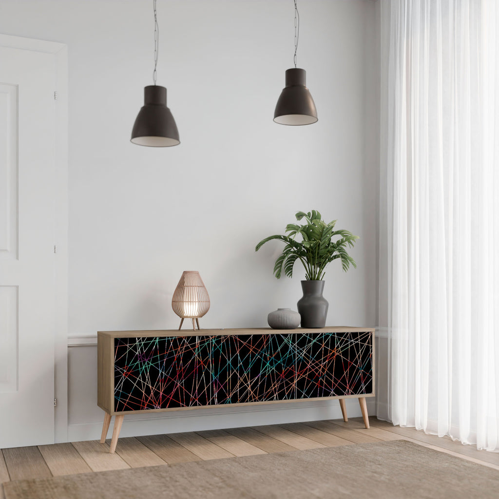 LUMINOUS SNARE 3-Door TV Stand in Oak Effect