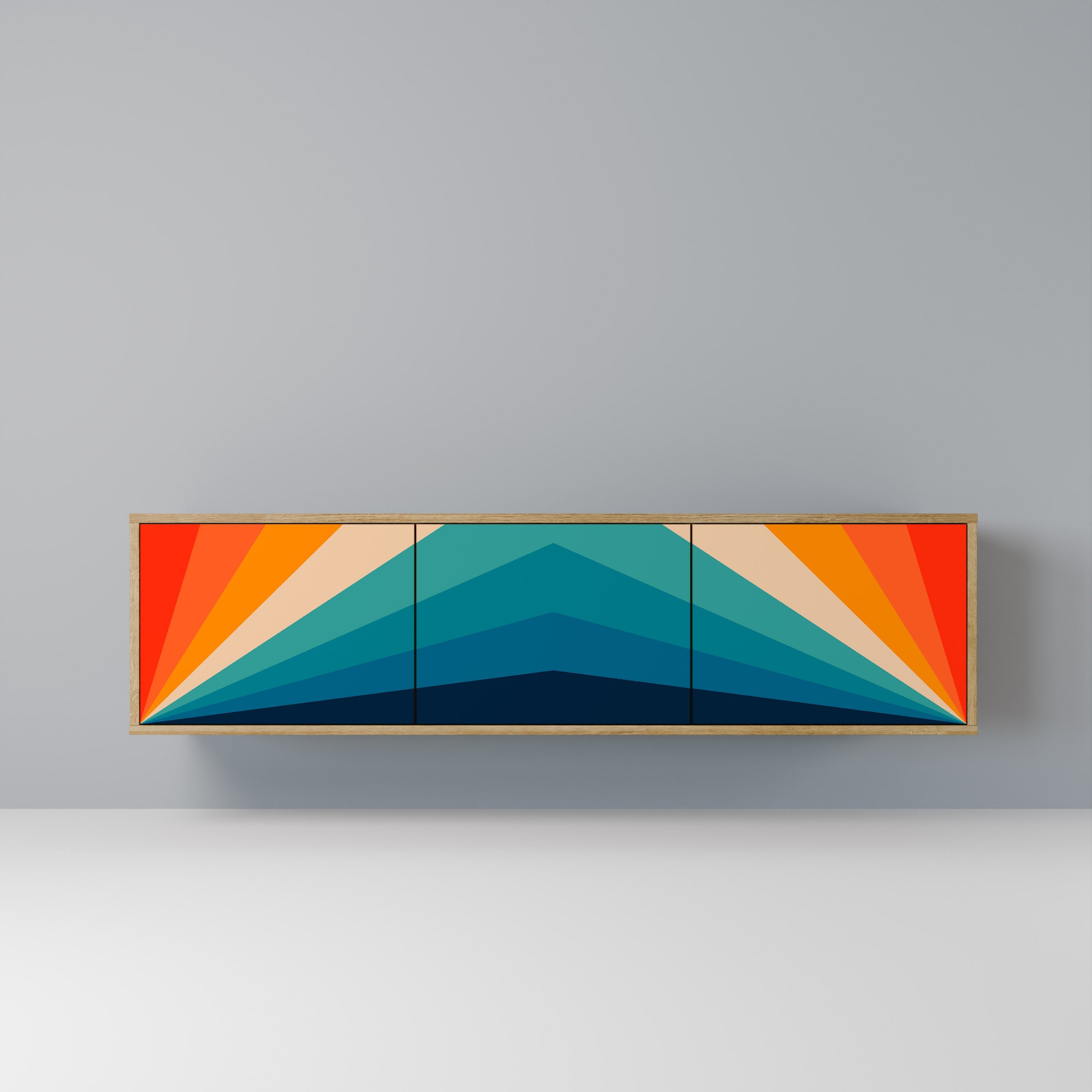 Meuble TV 3 portes PRISM CONCUSSION effet chêne