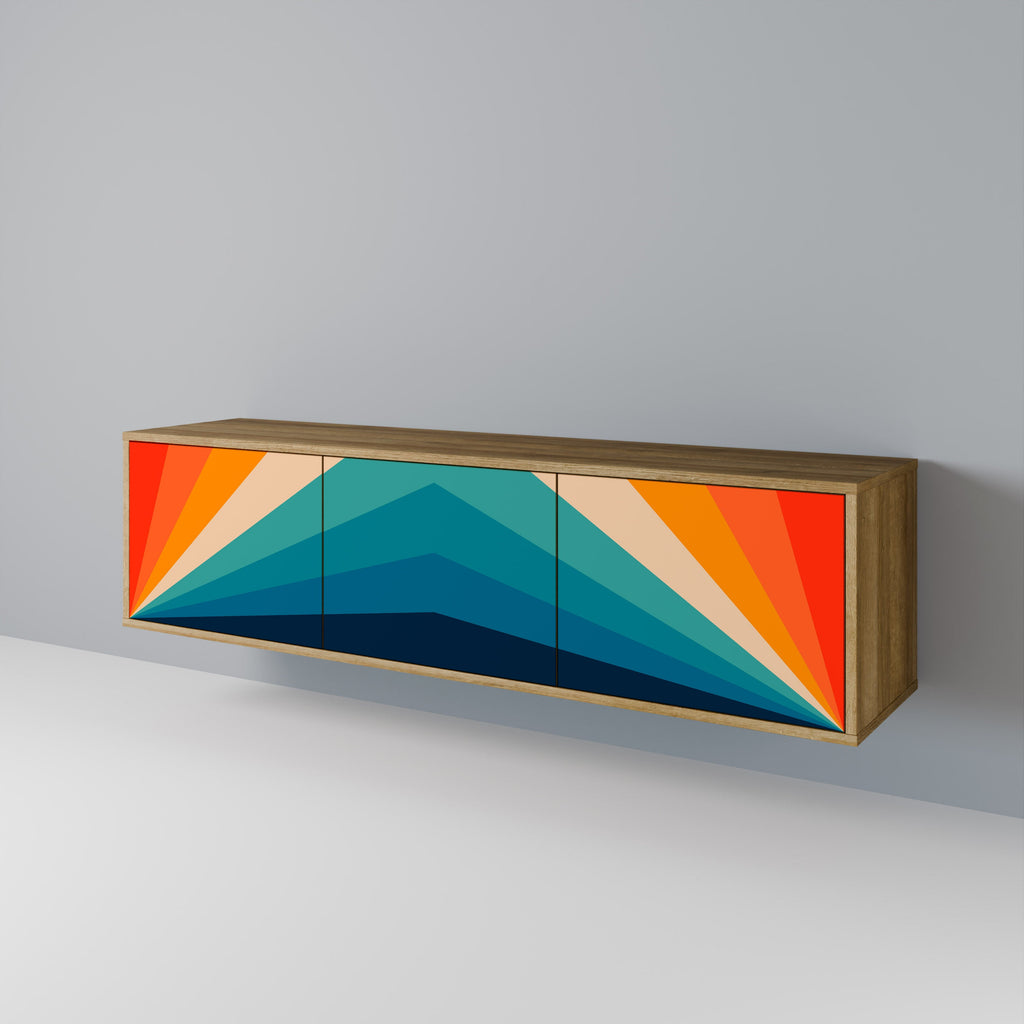 Meuble TV 3 portes PRISM CONCUSSION effet chêne