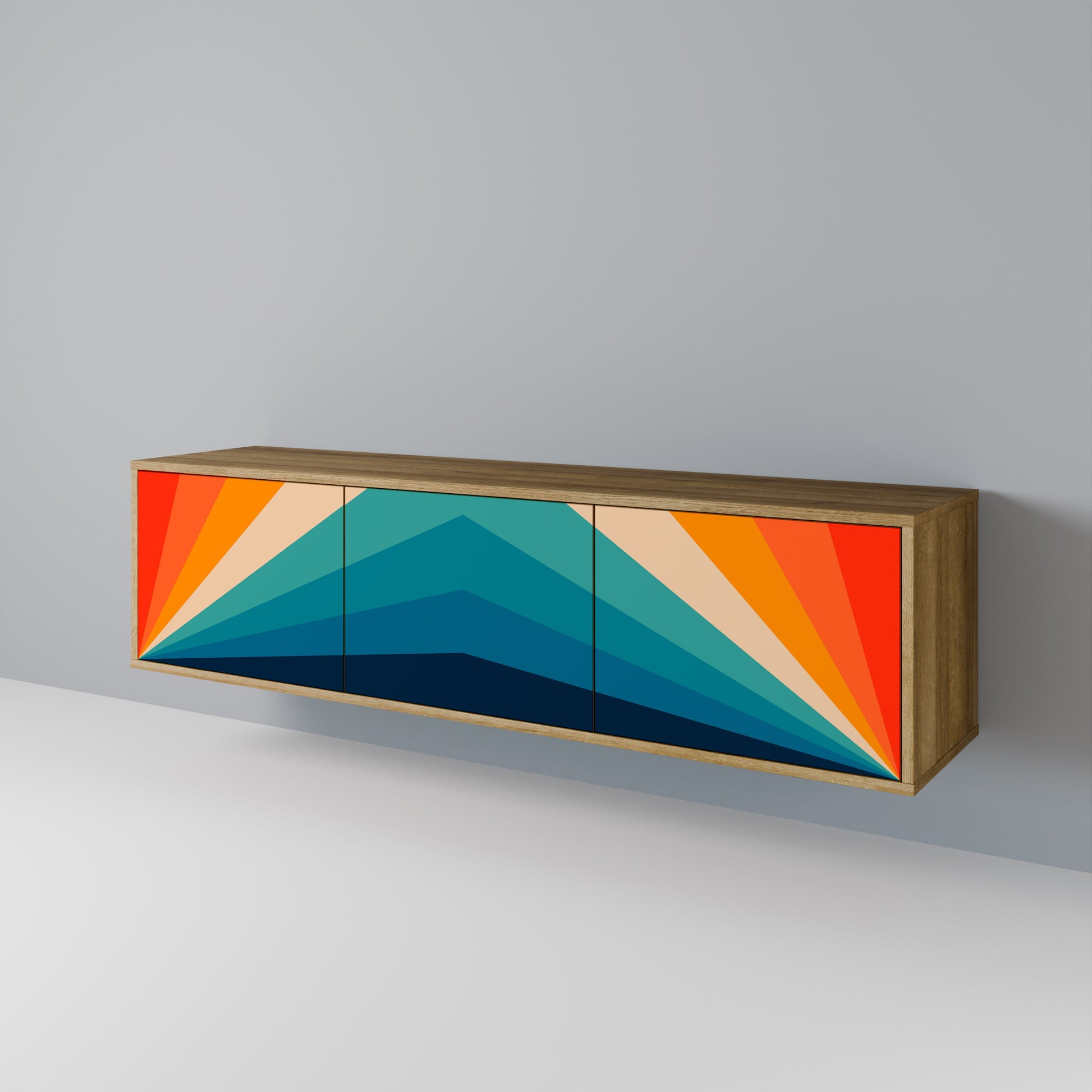 Meuble TV 3 portes PRISM CONCUSSION effet chêne