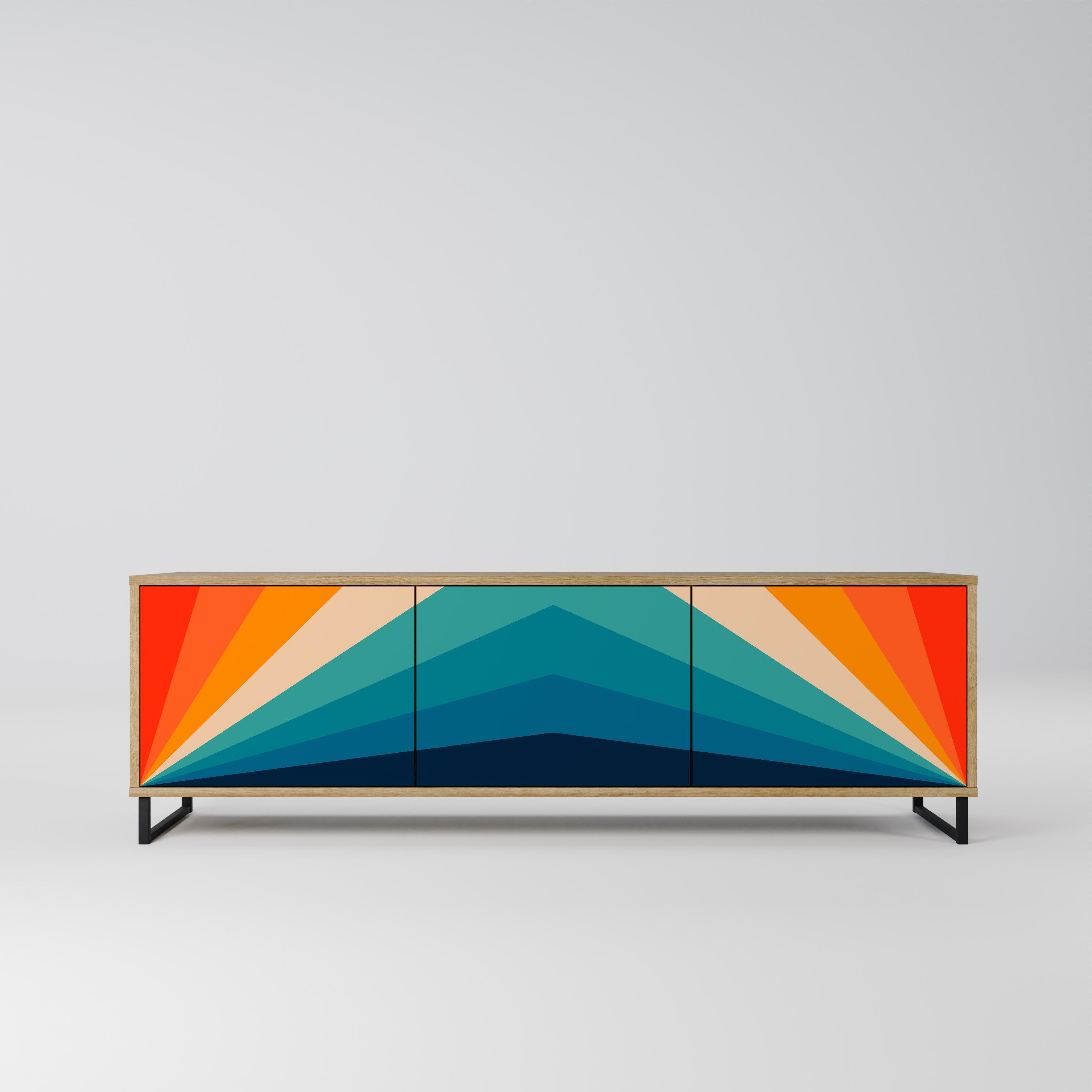 Meuble TV 3 portes PRISM CONCUSSION effet chêne