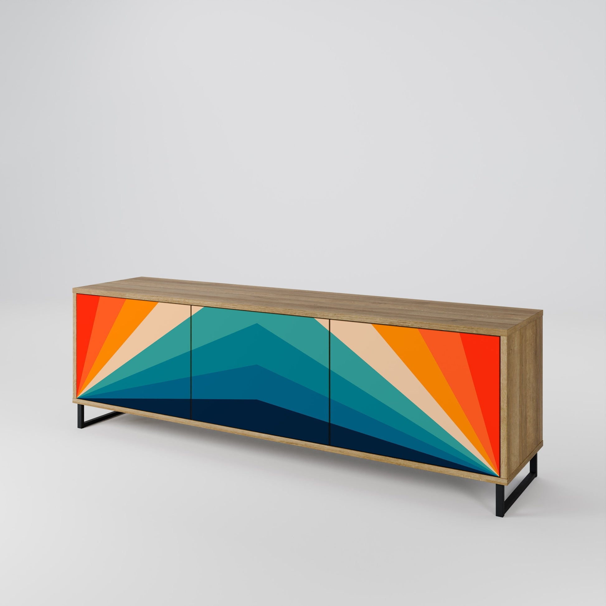 Meuble TV 3 portes PRISM CONCUSSION effet chêne