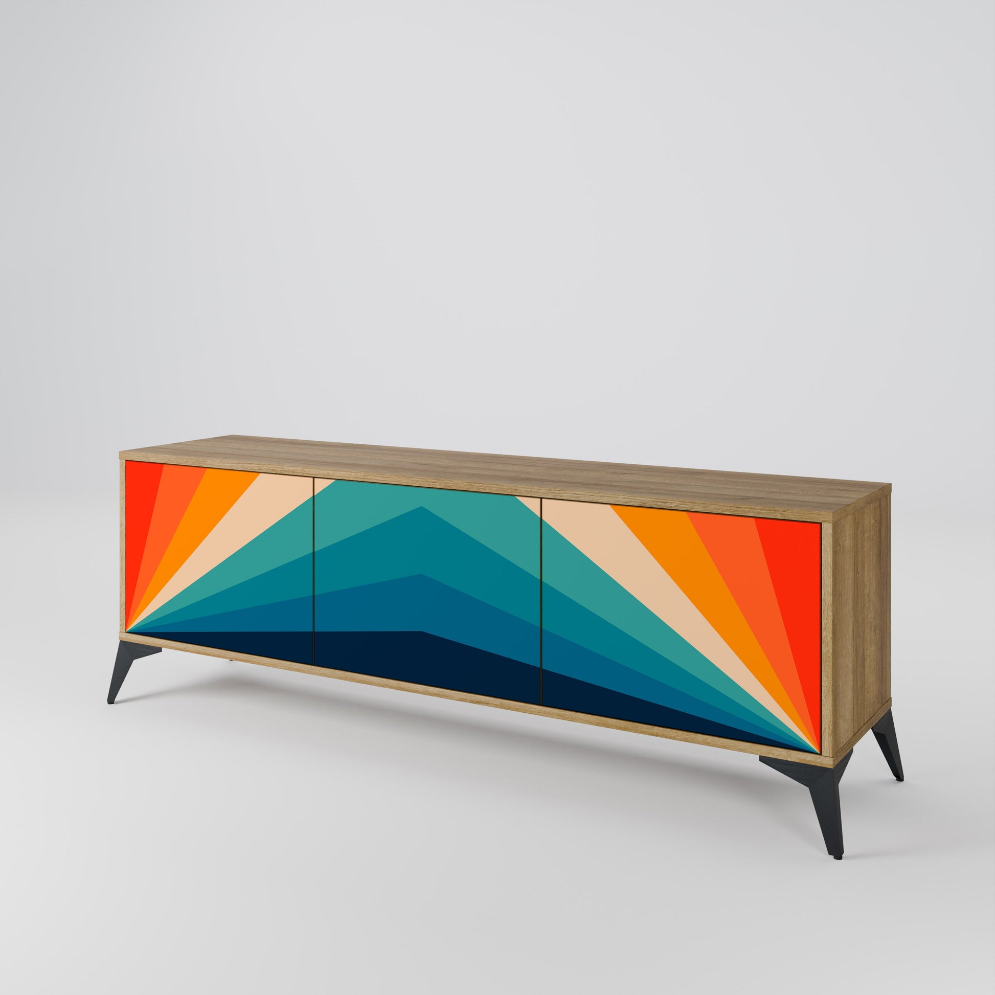 Meuble TV 3 portes PRISM CONCUSSION effet chêne