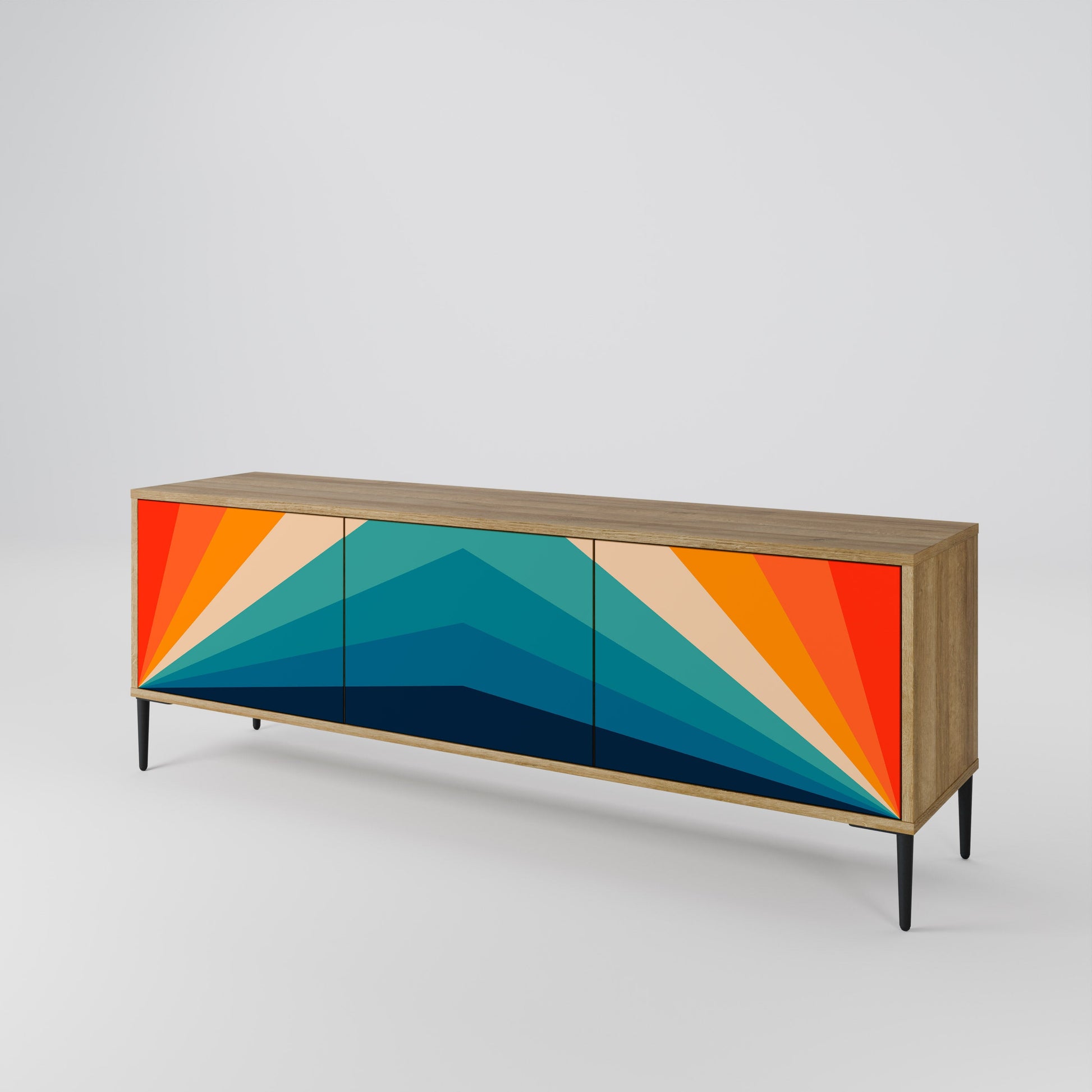 Meuble TV 3 portes PRISM CONCUSSION effet chêne