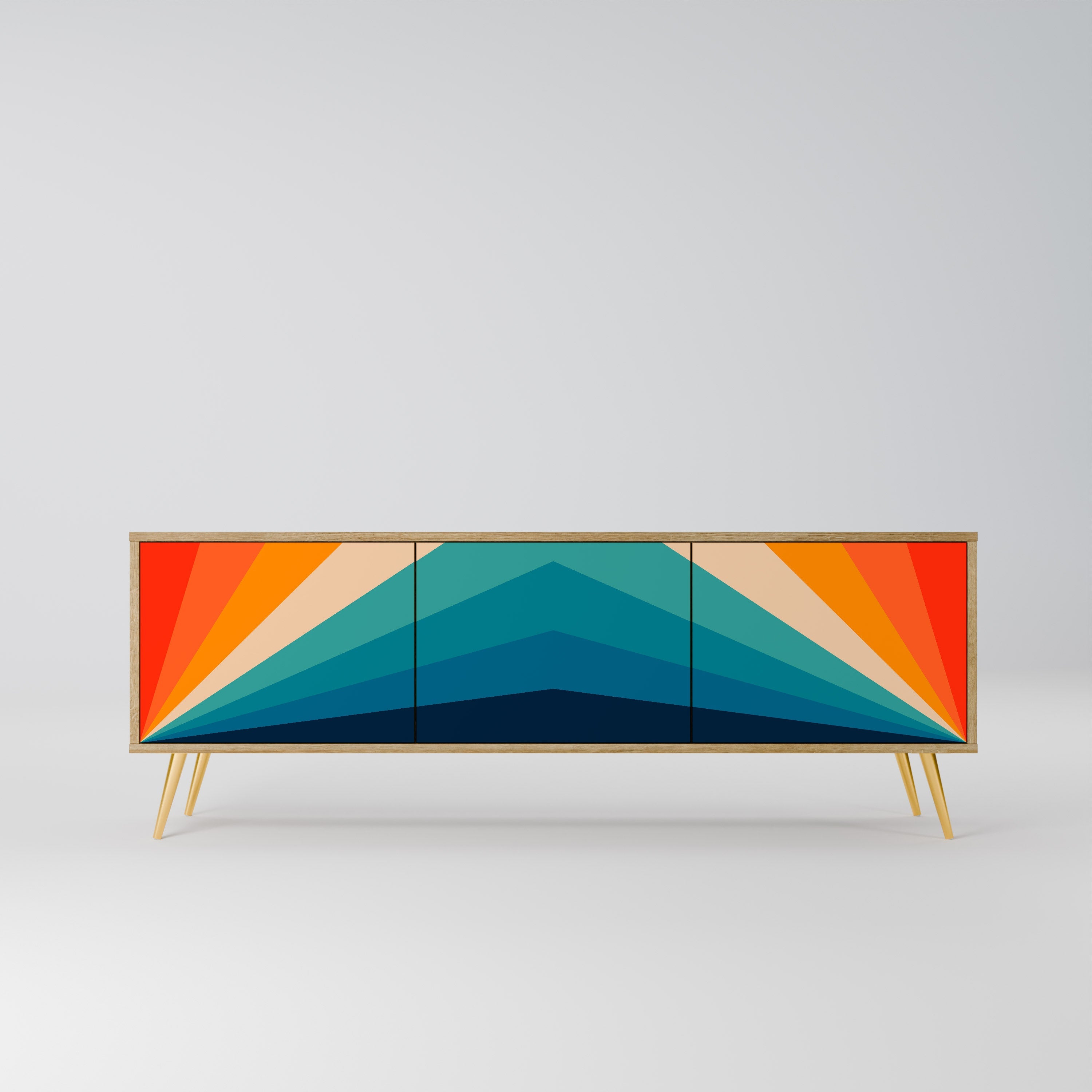 Meuble TV 3 portes PRISM CONCUSSION effet chêne