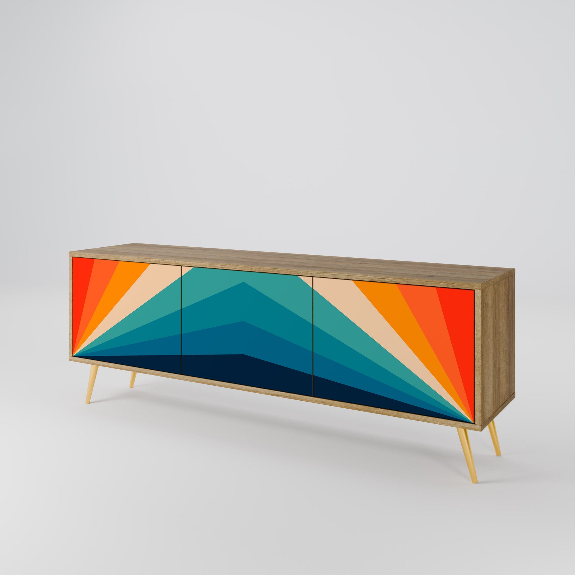 Meuble TV 3 portes PRISM CONCUSSION effet chêne
