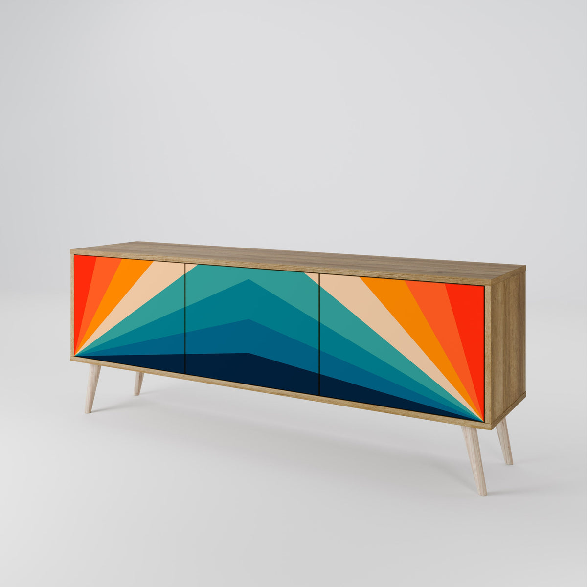 Meuble TV 3 portes PRISM CONCUSSION effet chêne