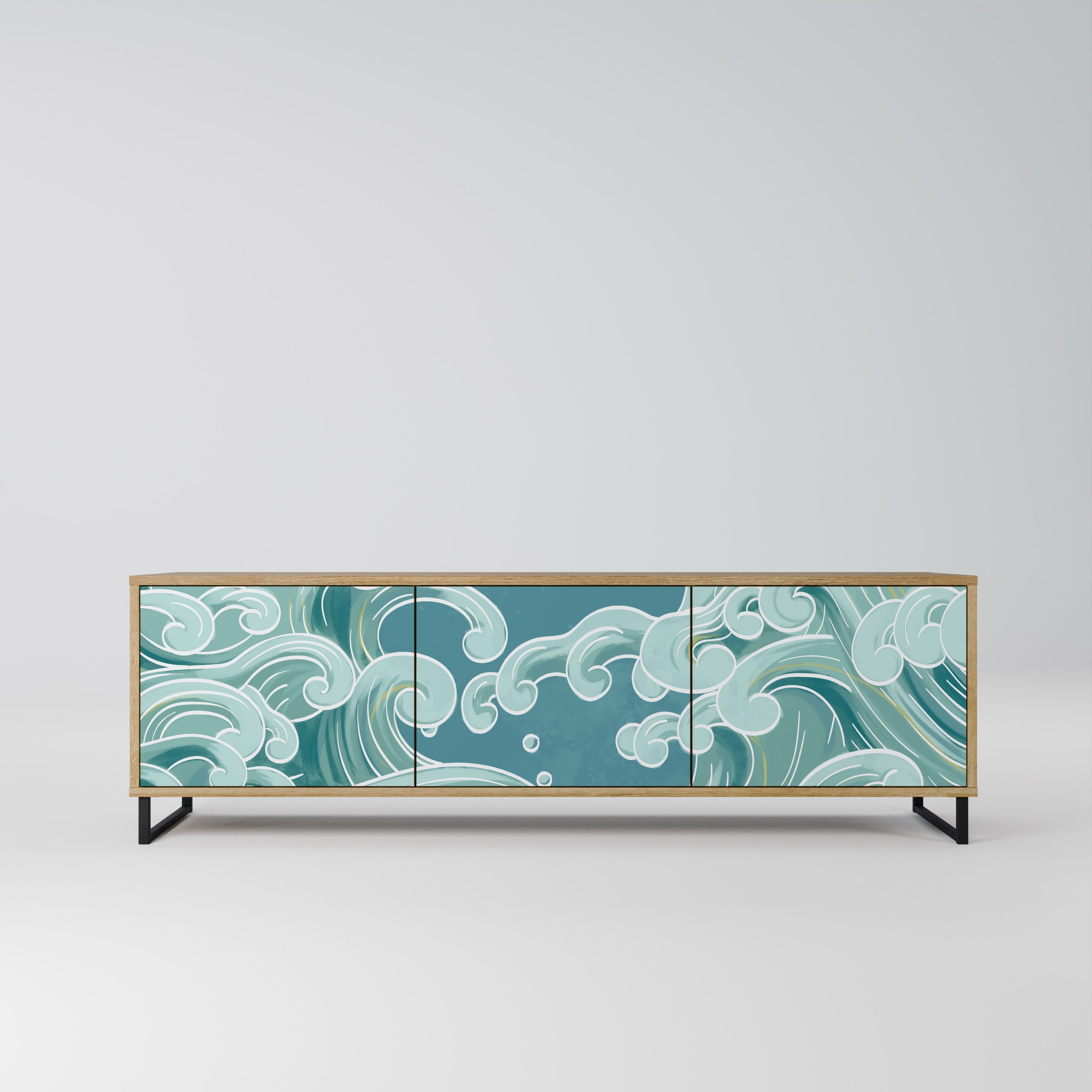 Meuble TV 3 portes ASIAN SWAY effet chêne