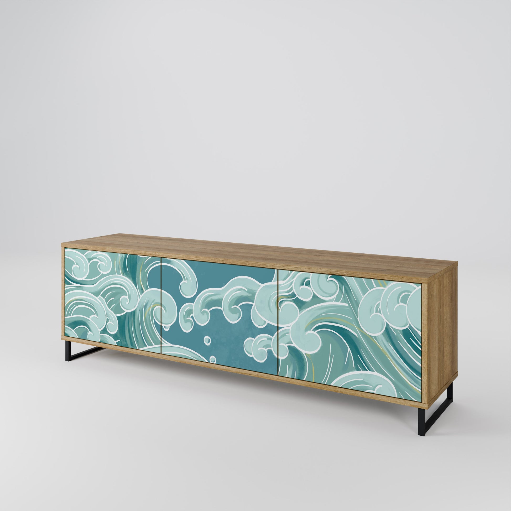 ASIAN SWAY 3-Door TV Stand in Oak Effect