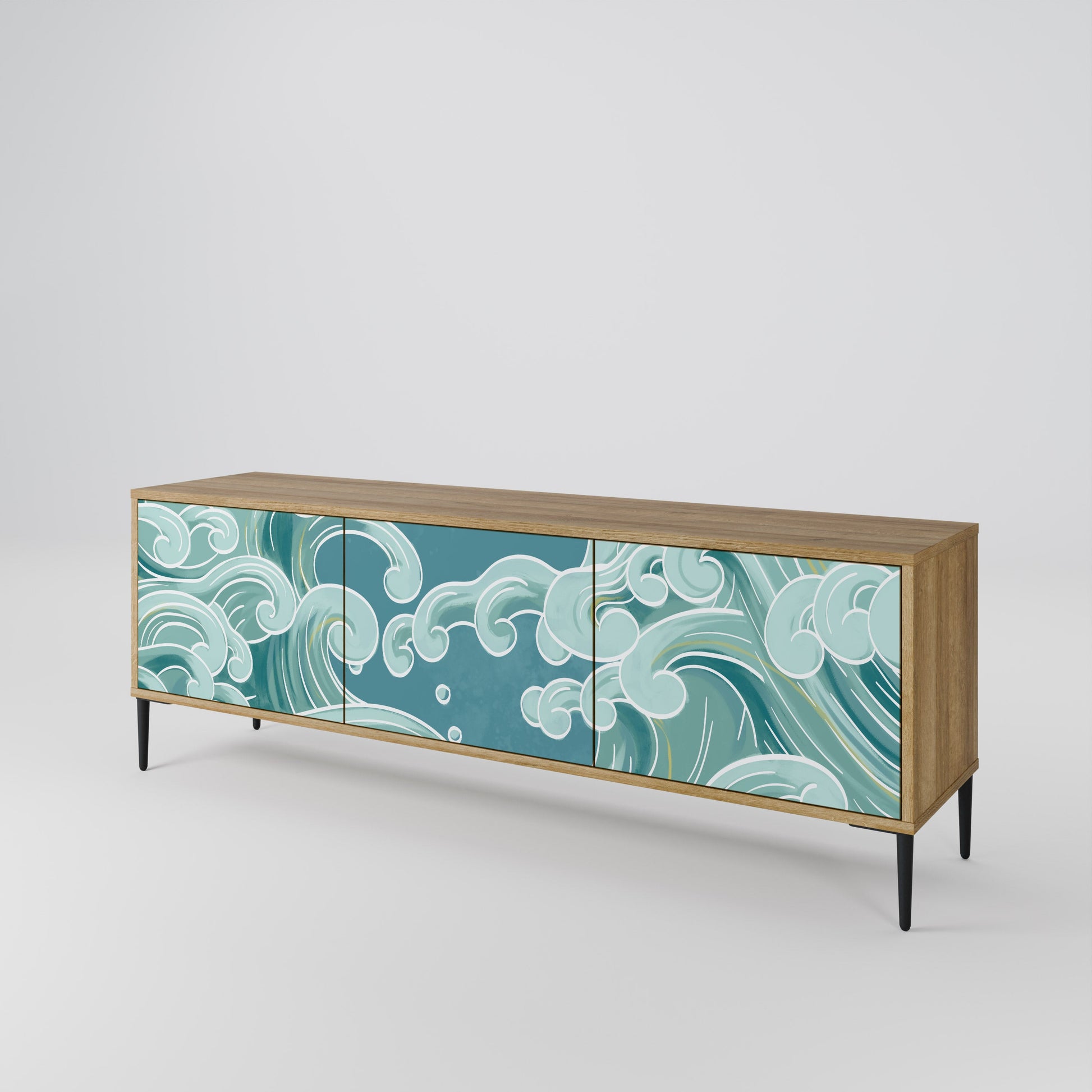 ASIAN SWAY 3-Door TV Stand in Oak Effect