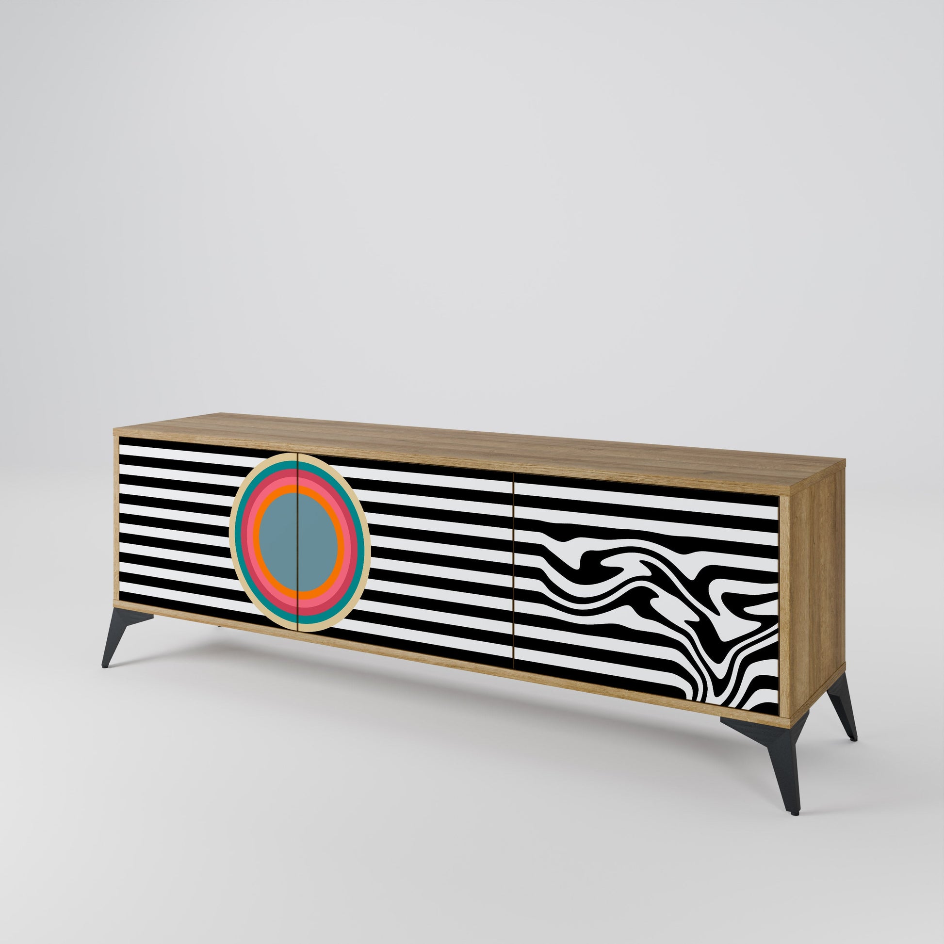 SPECTRA SHOWCASE 3-Door TV Stand in Oak Effect