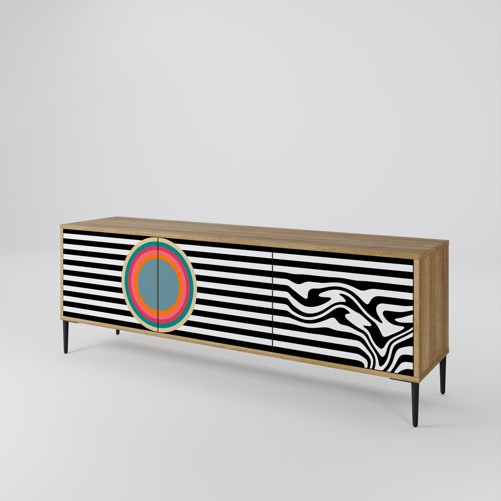 SPECTRA SHOWCASE 3-Door TV Stand in Oak Effect