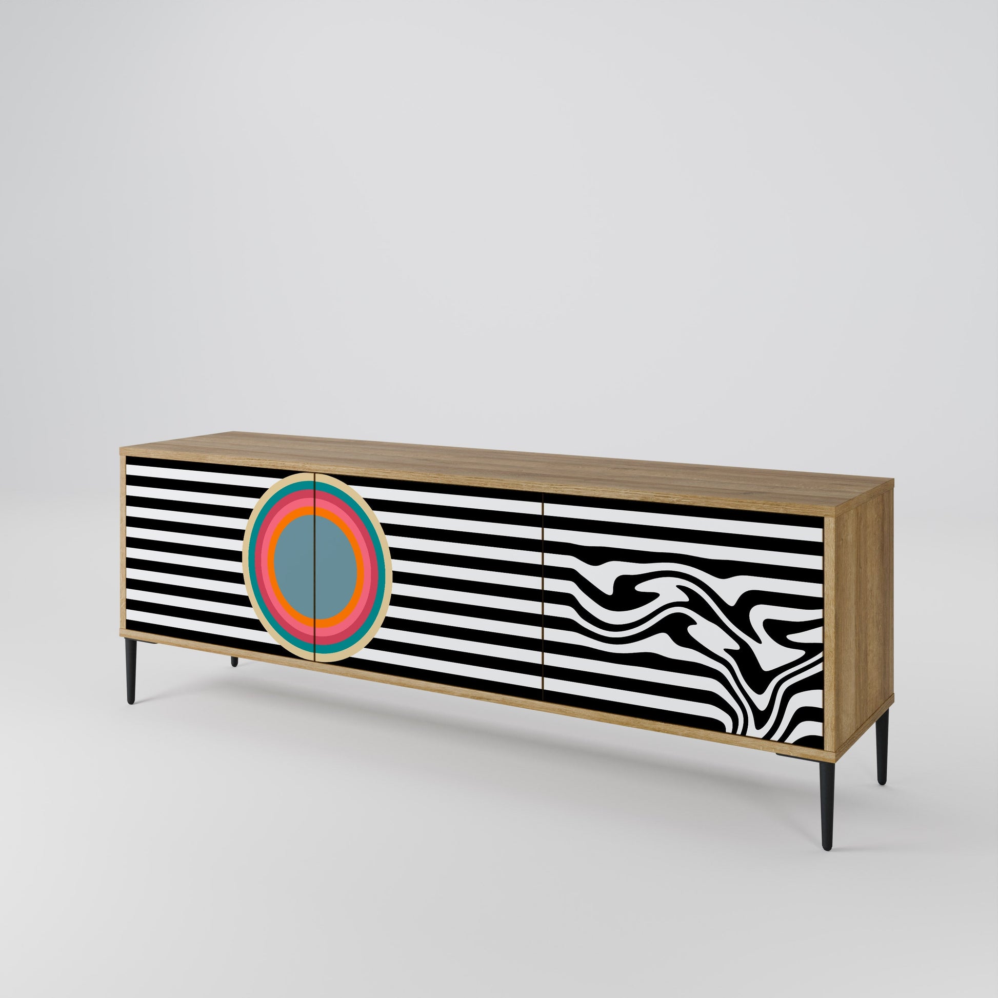 SPECTRA SHOWCASE 3-Door TV Stand in Oak Effect