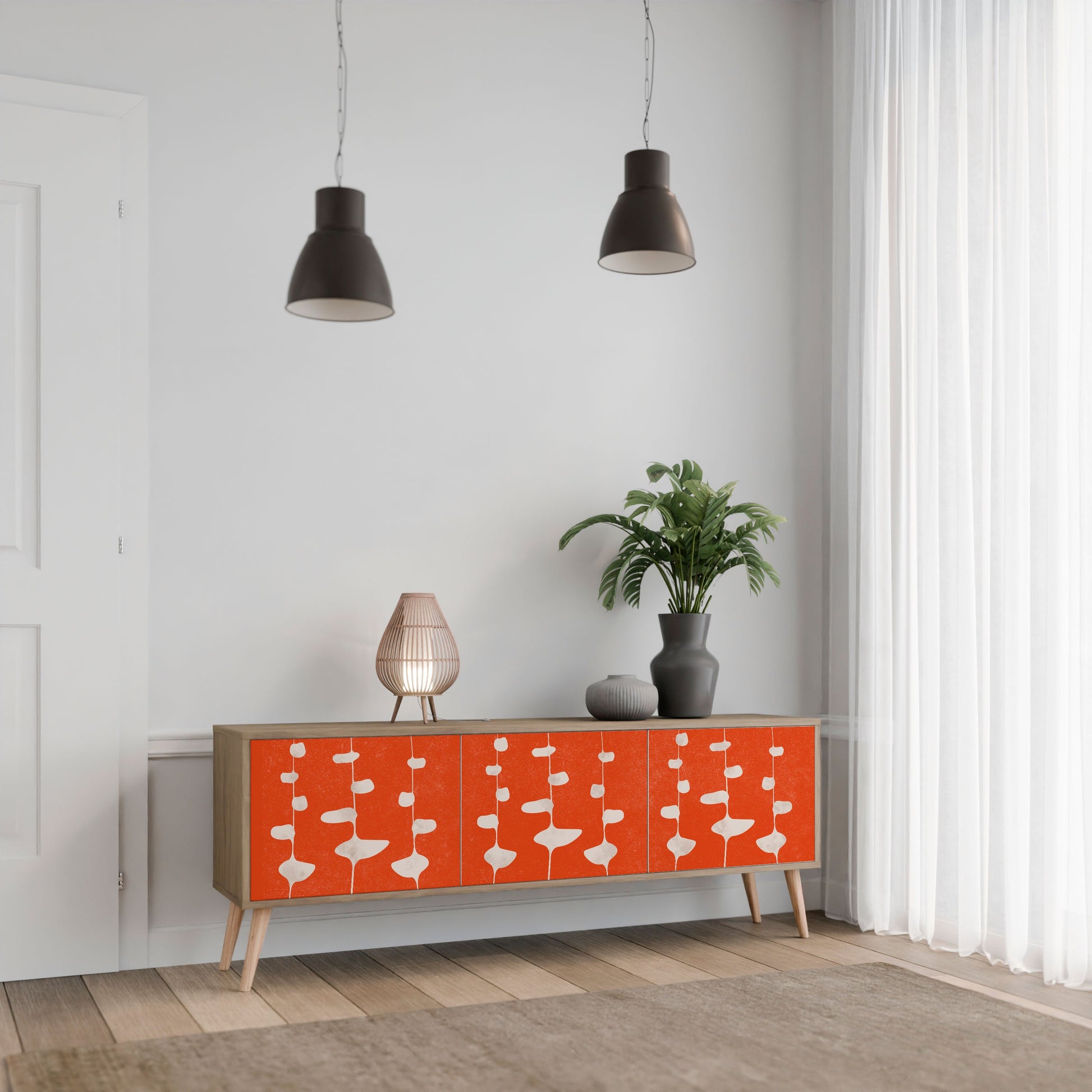 Meuble TV 3 portes COURAGE MOLD effet chêne
