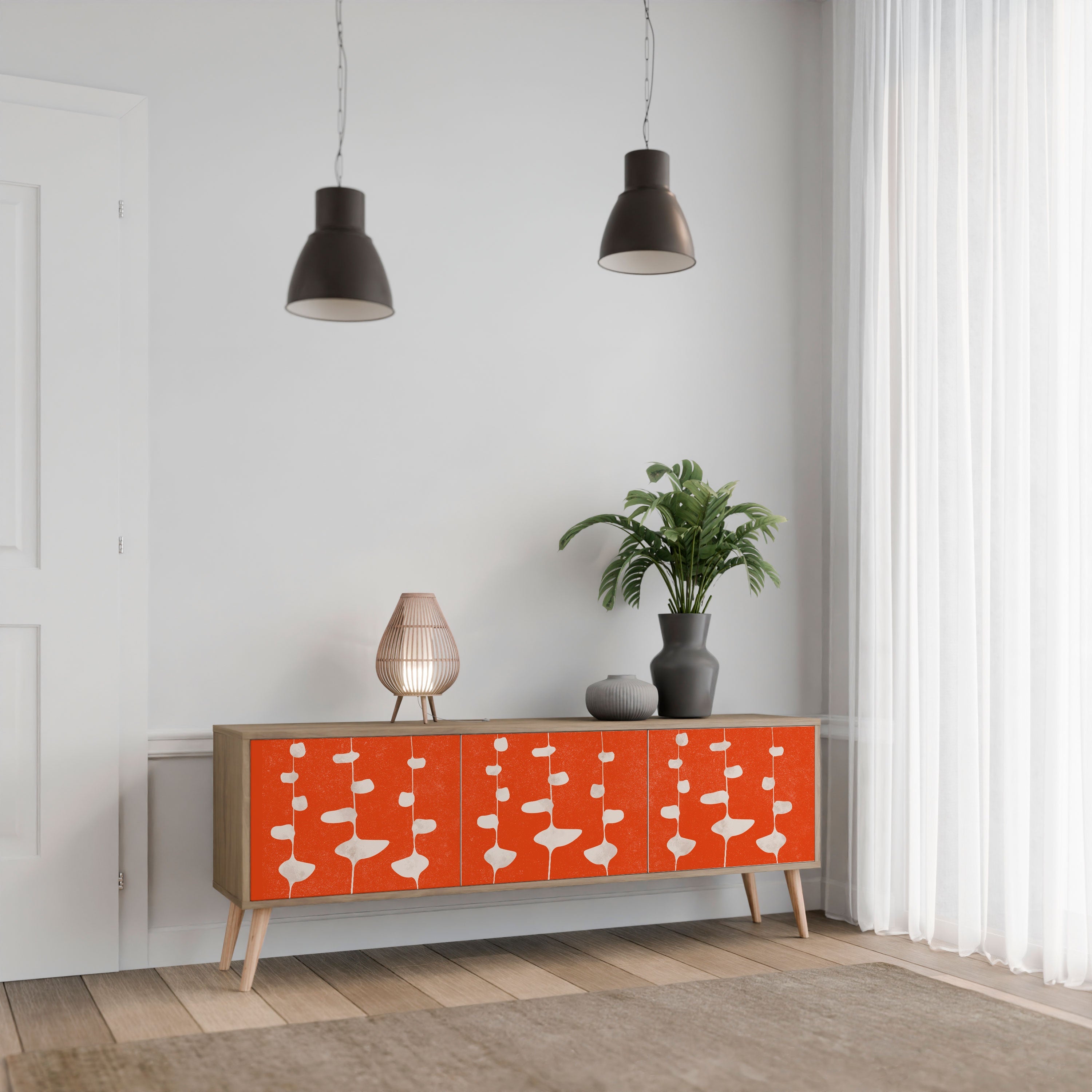 Meuble TV 3 portes COURAGE MOLD effet chêne