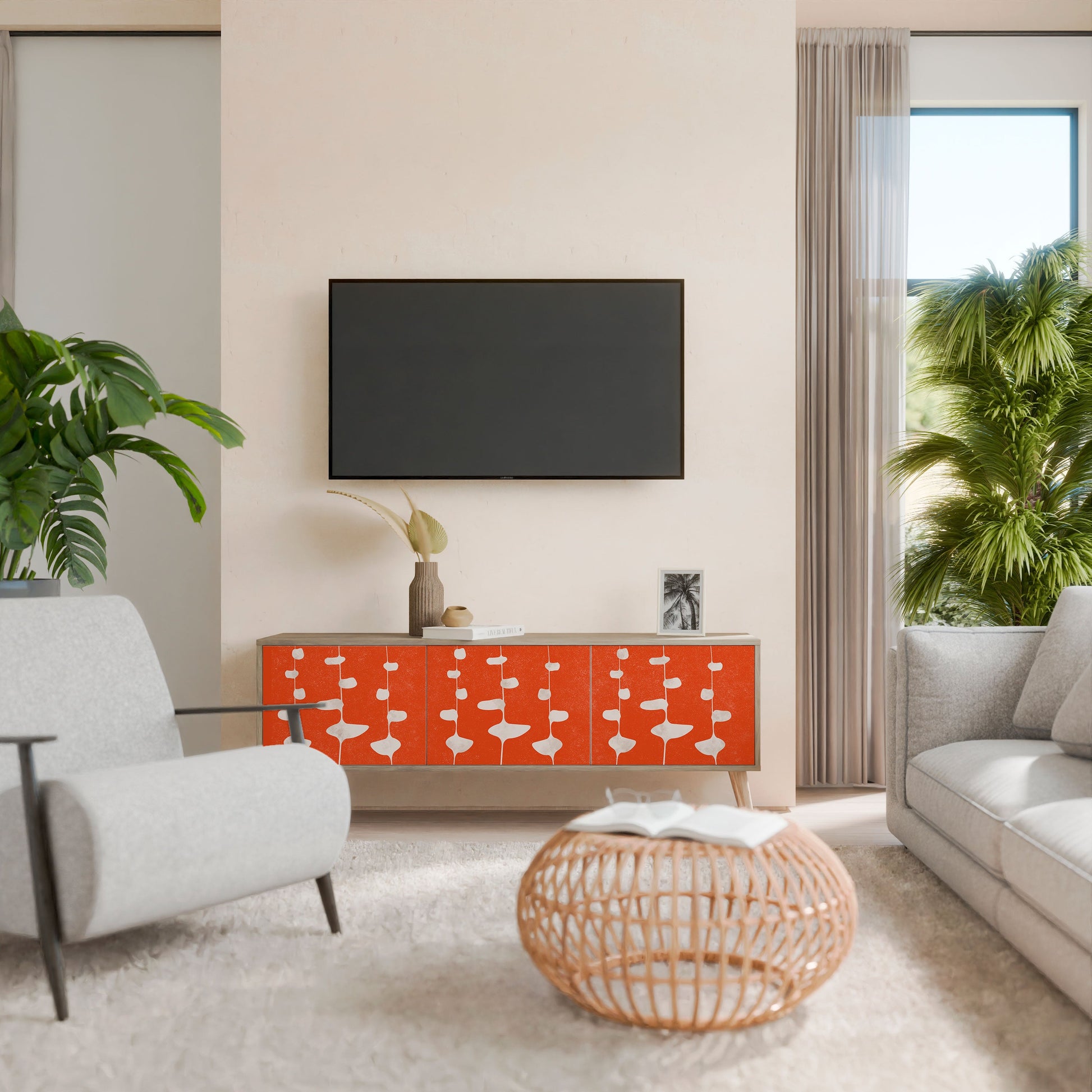 Meuble TV 3 portes COURAGE MOLD effet chêne