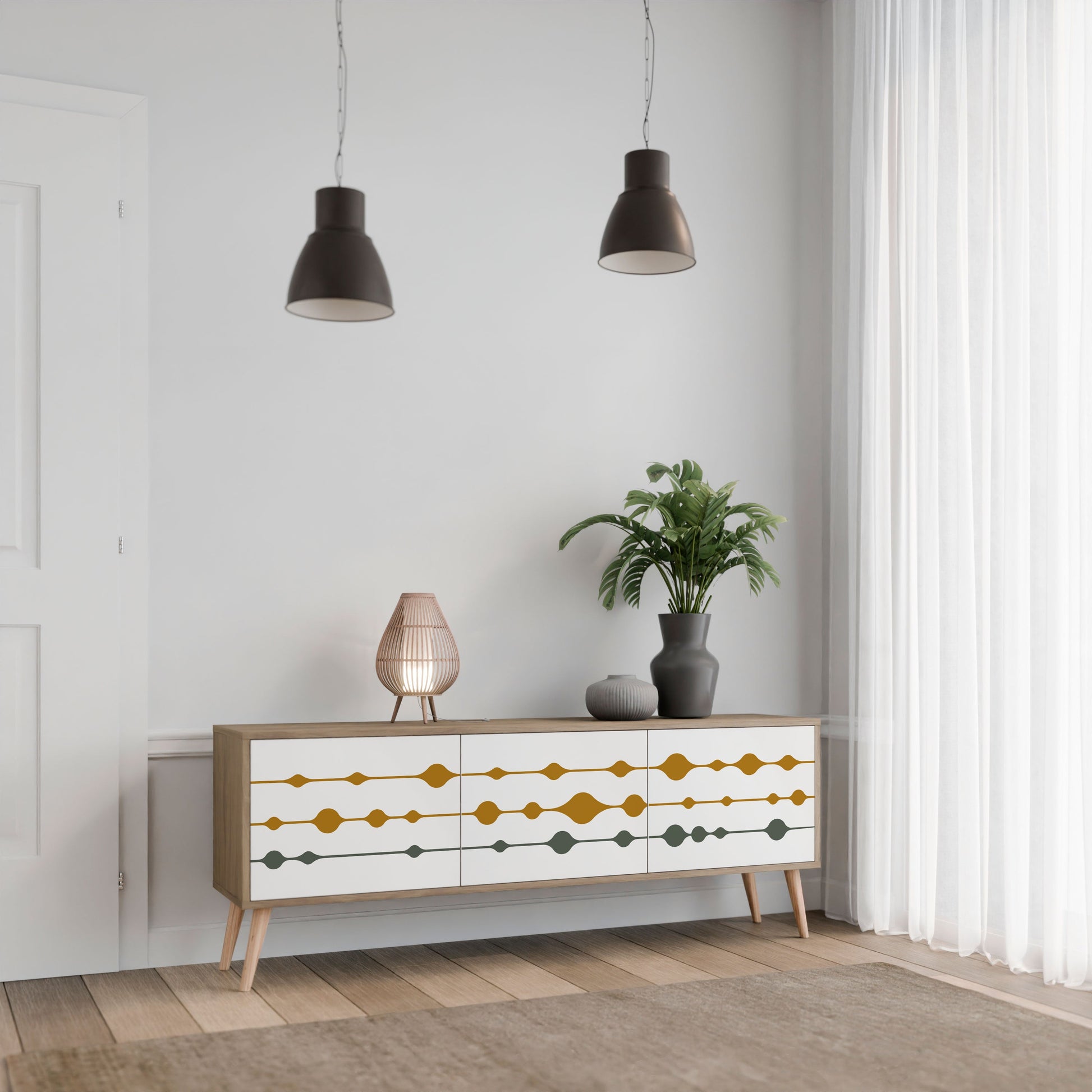 Meuble TV 3 portes VIVID TONE effet chêne