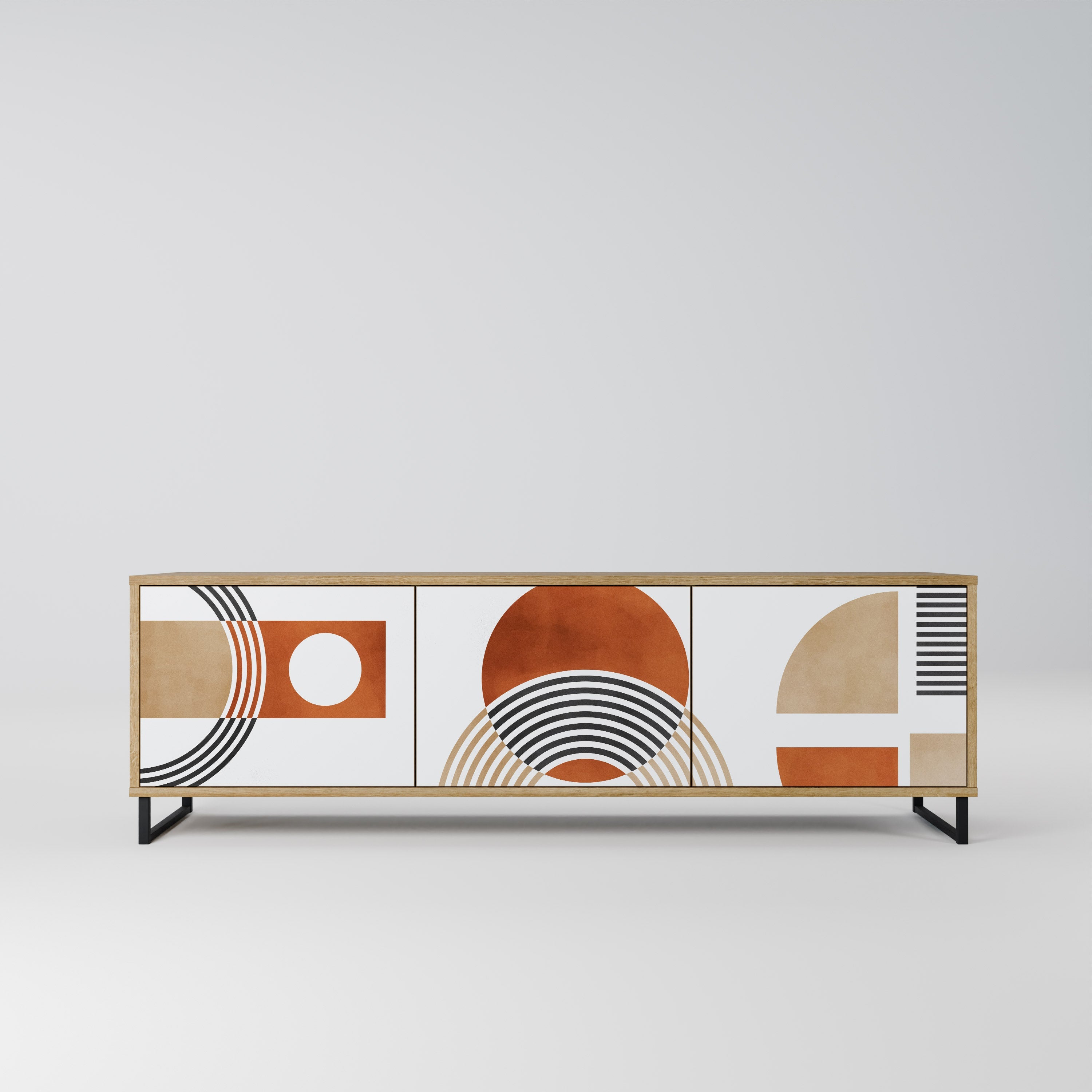 Meuble TV 3 portes CIRCLE RHYTM effet chêne