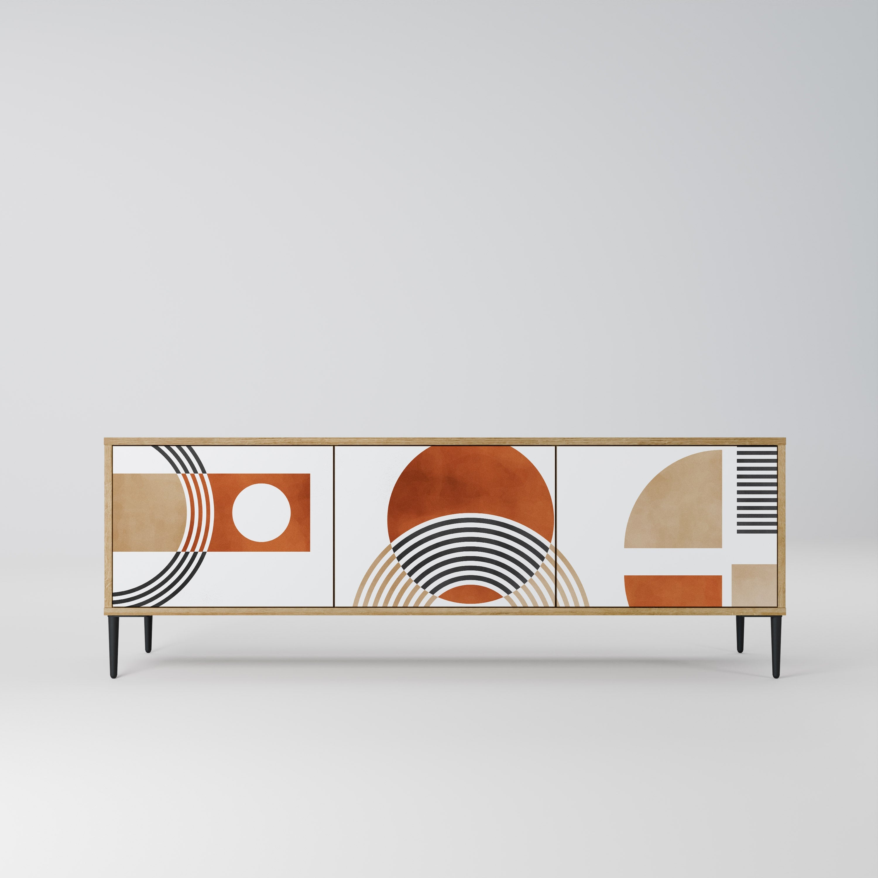 Meuble TV 3 portes CIRCLE RHYTM effet chêne