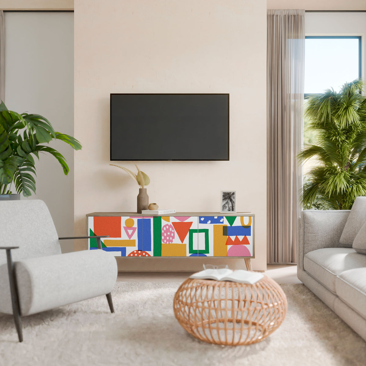 GEOMETRIC GLIMMER 3-Door TV Cabinet