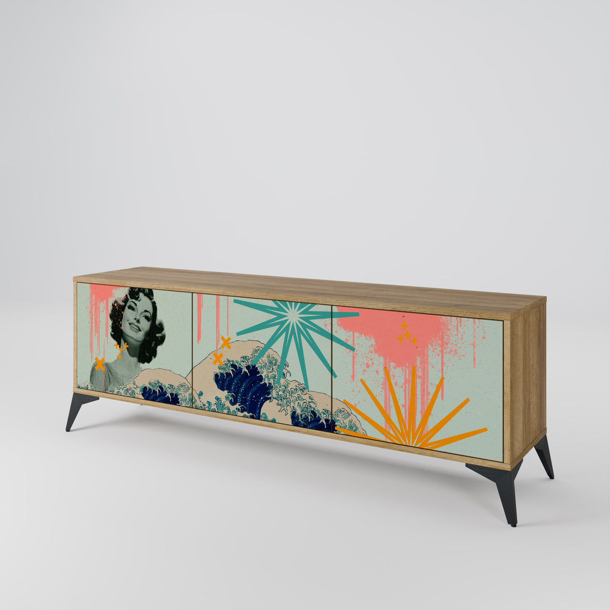 KANAGAWA BEAUTY 3-Door TV Cabinet