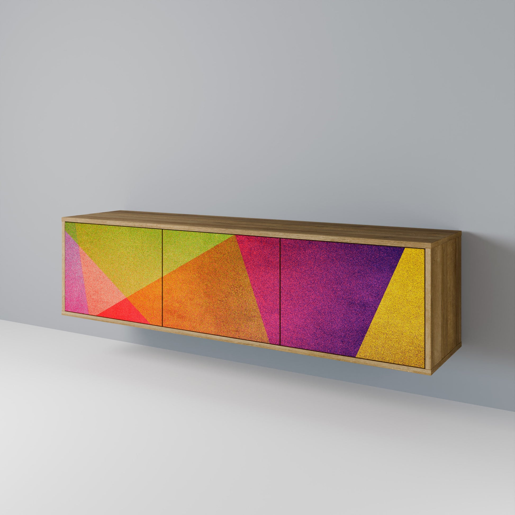 Meuble TV 3 portes VIVID GEOMETRY effet chêne