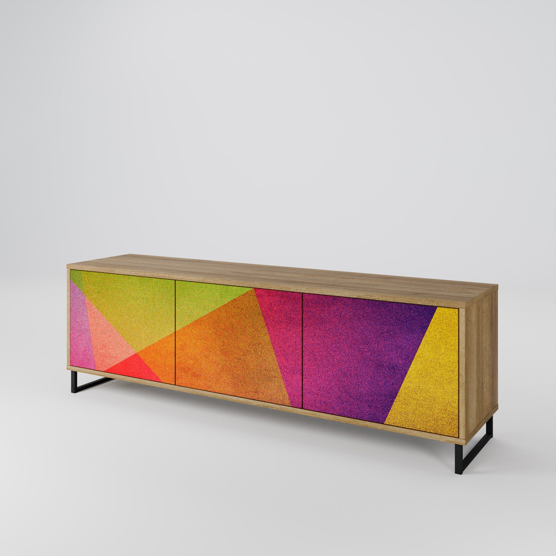 Meuble TV 3 portes VIVID GEOMETRY effet chêne