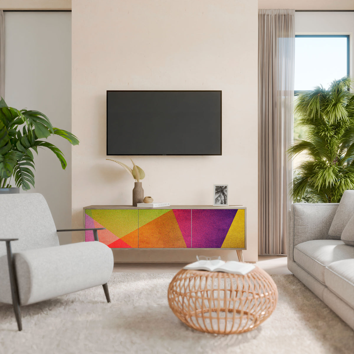 VIVID GEOMETRY 3-Door TV Cabinet