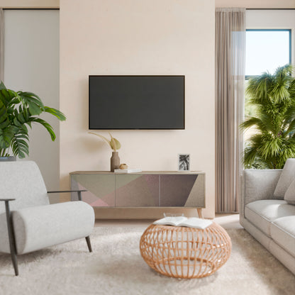 BEIGE GEOMETRY 3-Door TV Cabinet