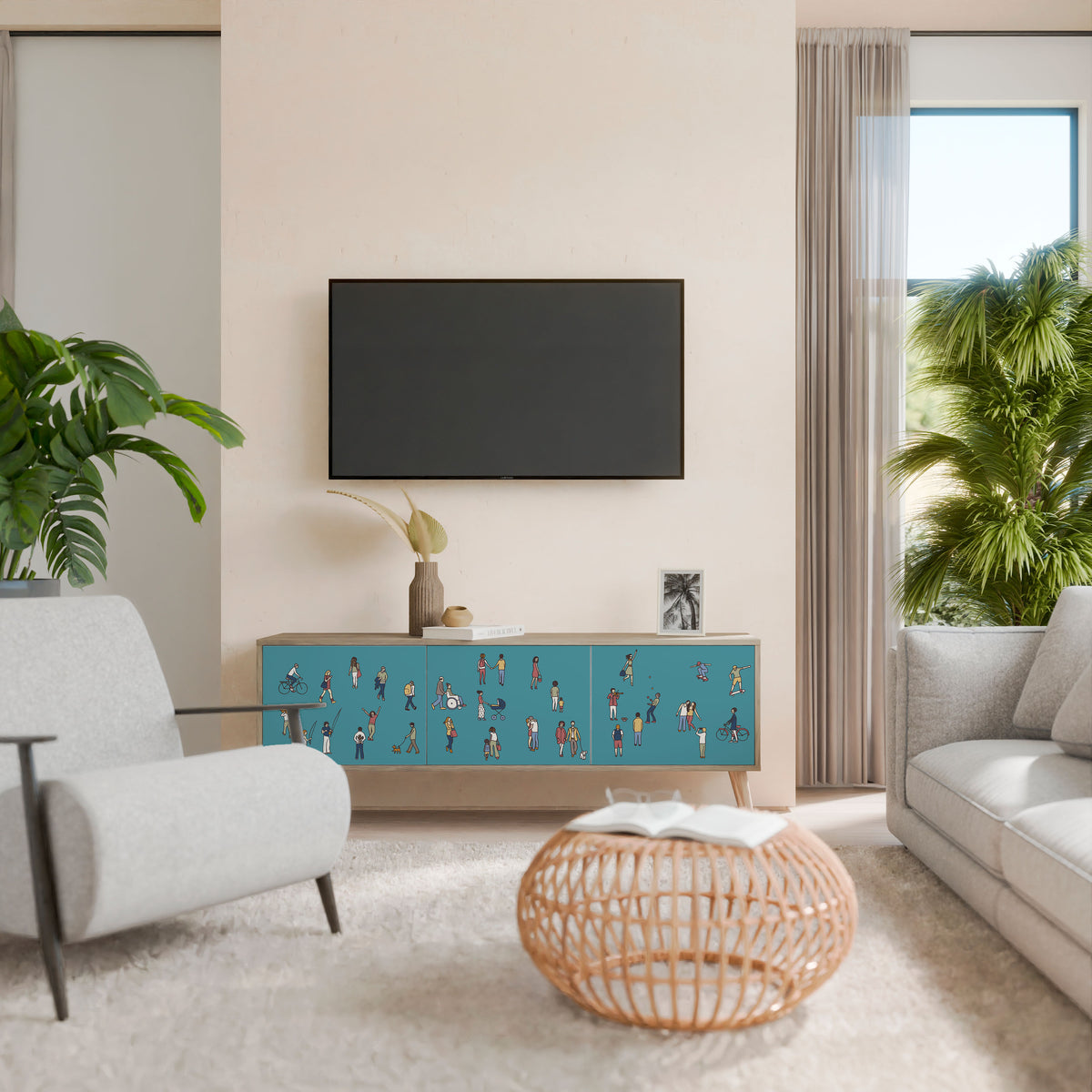 COLLECTIVE STREAM 3-Door TV Cabinet